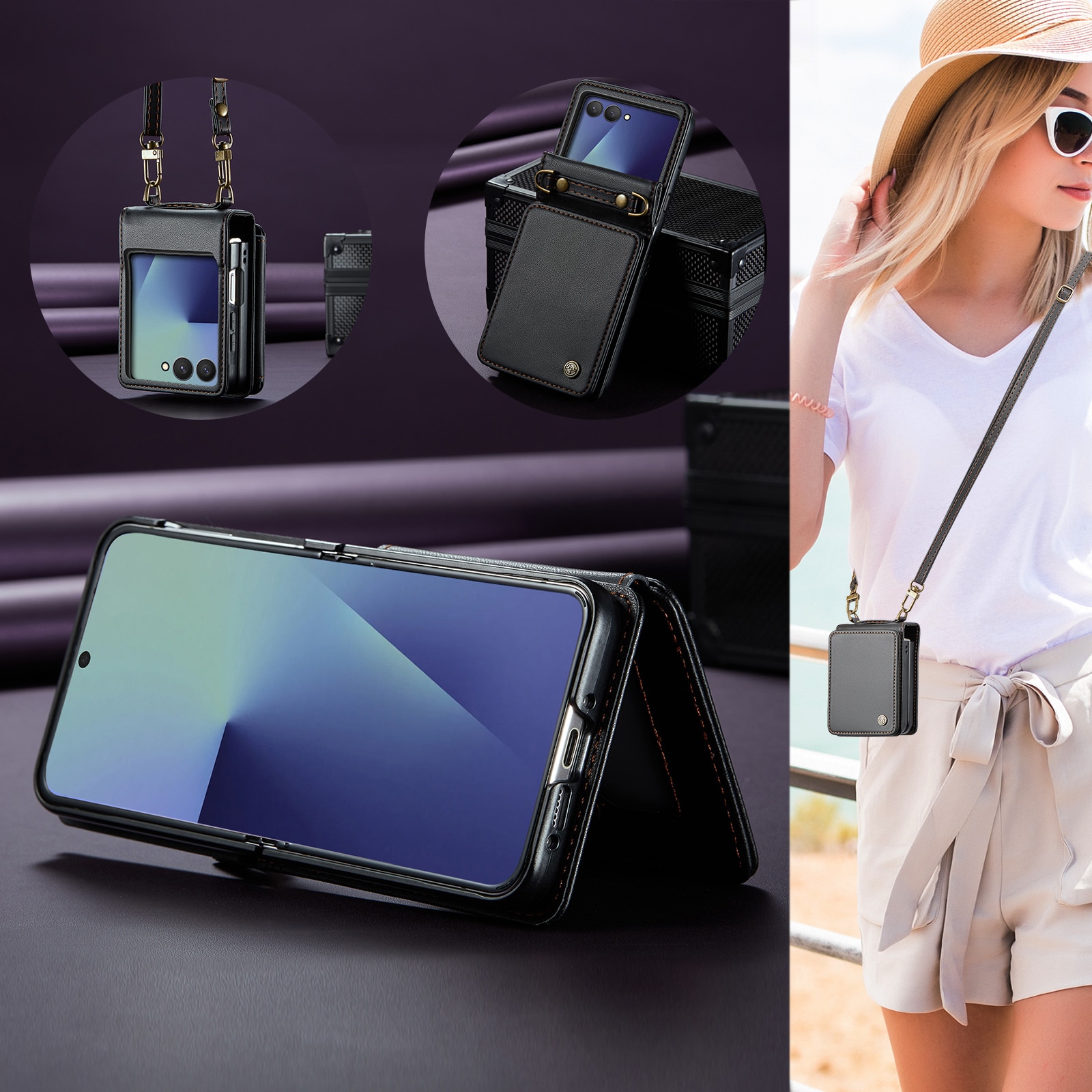 RFID-blocking Lompakonkuori Samsung Galaxy Z Flip 7 Musta