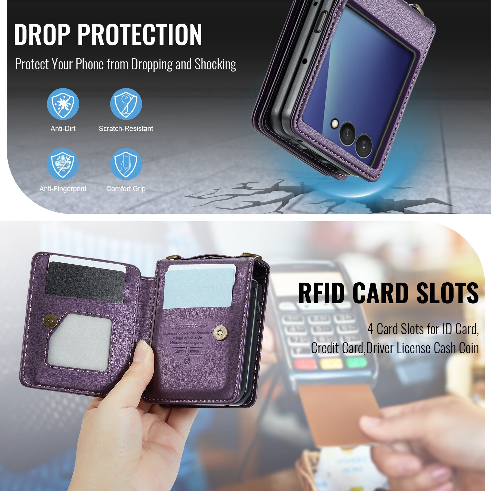 RFID-blocking Lompakonkuori Samsung Galaxy Z Flip 7 Liila