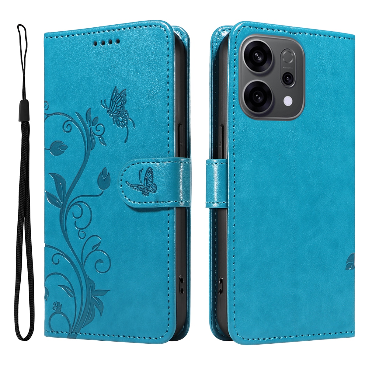 Nahkakotelo Perhonen Oppo Reno 14 F Sininen