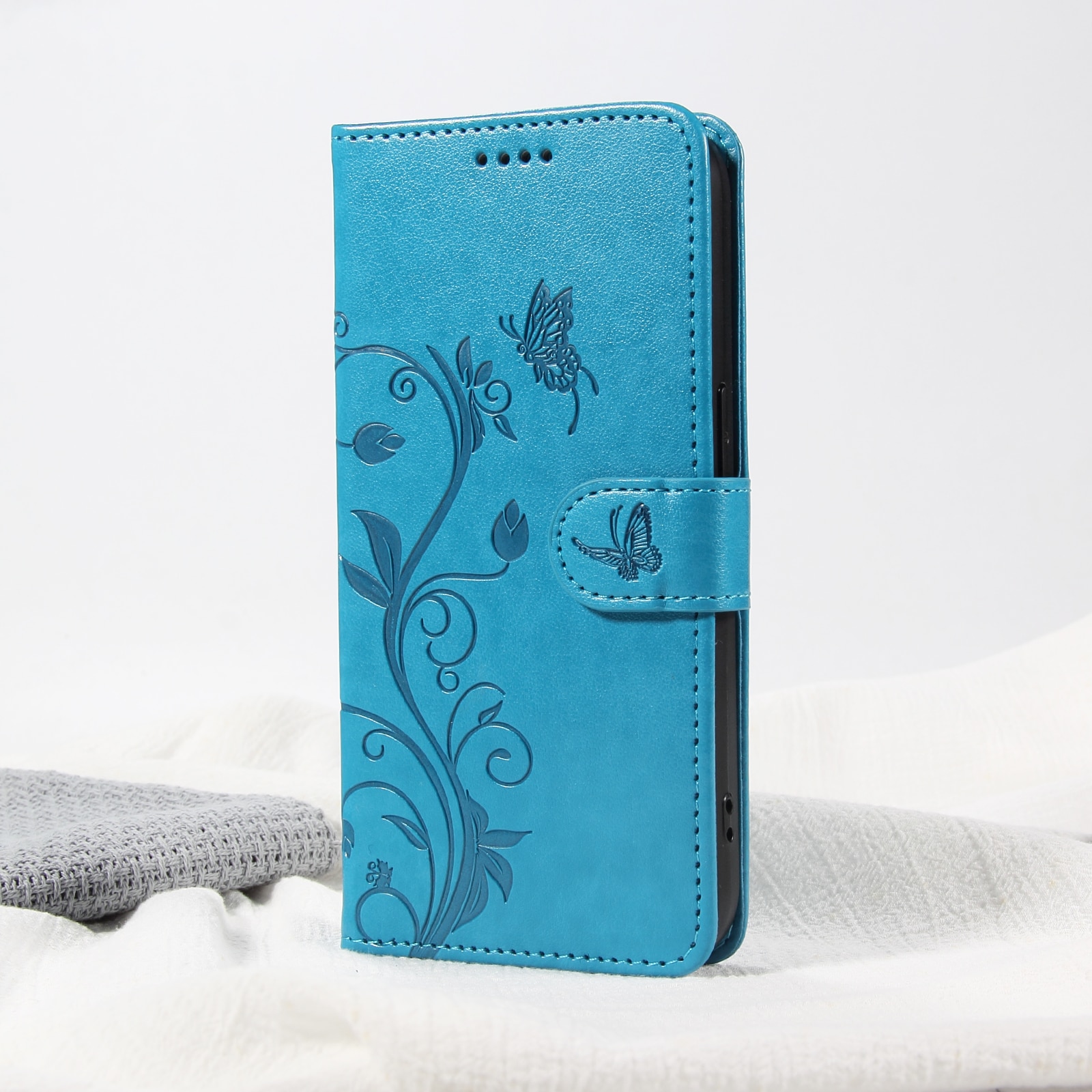 Nahkakotelo Perhonen Oppo Reno 14 F Sininen