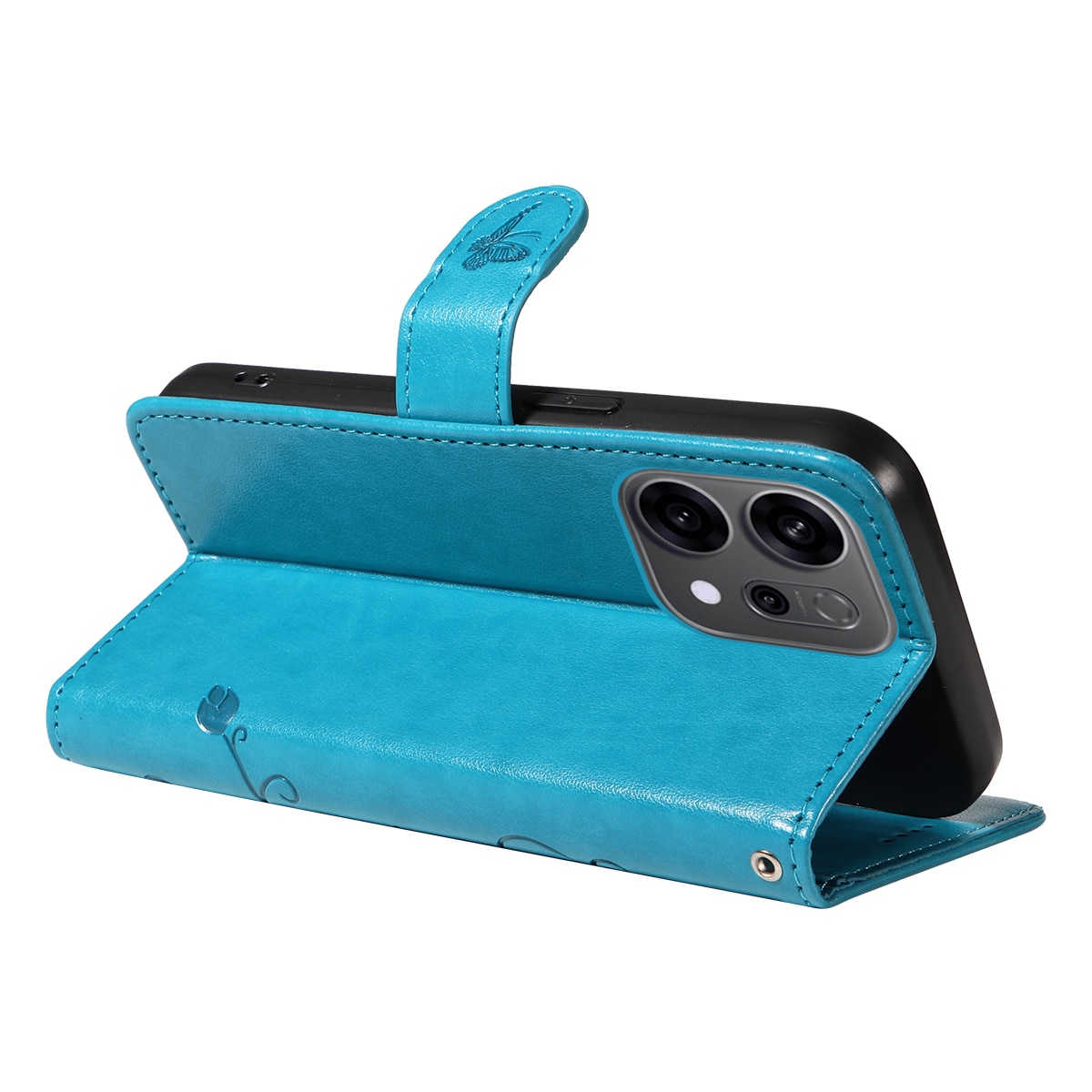 Nahkakotelo Perhonen Oppo Reno 14 F Sininen