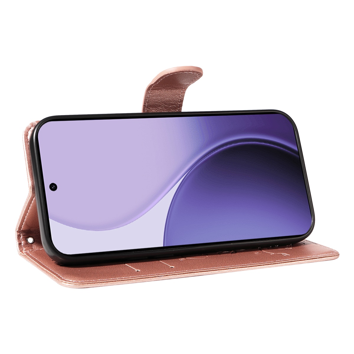 Nahkakotelo Perhonen Oppo Reno 14 Ruusukulta