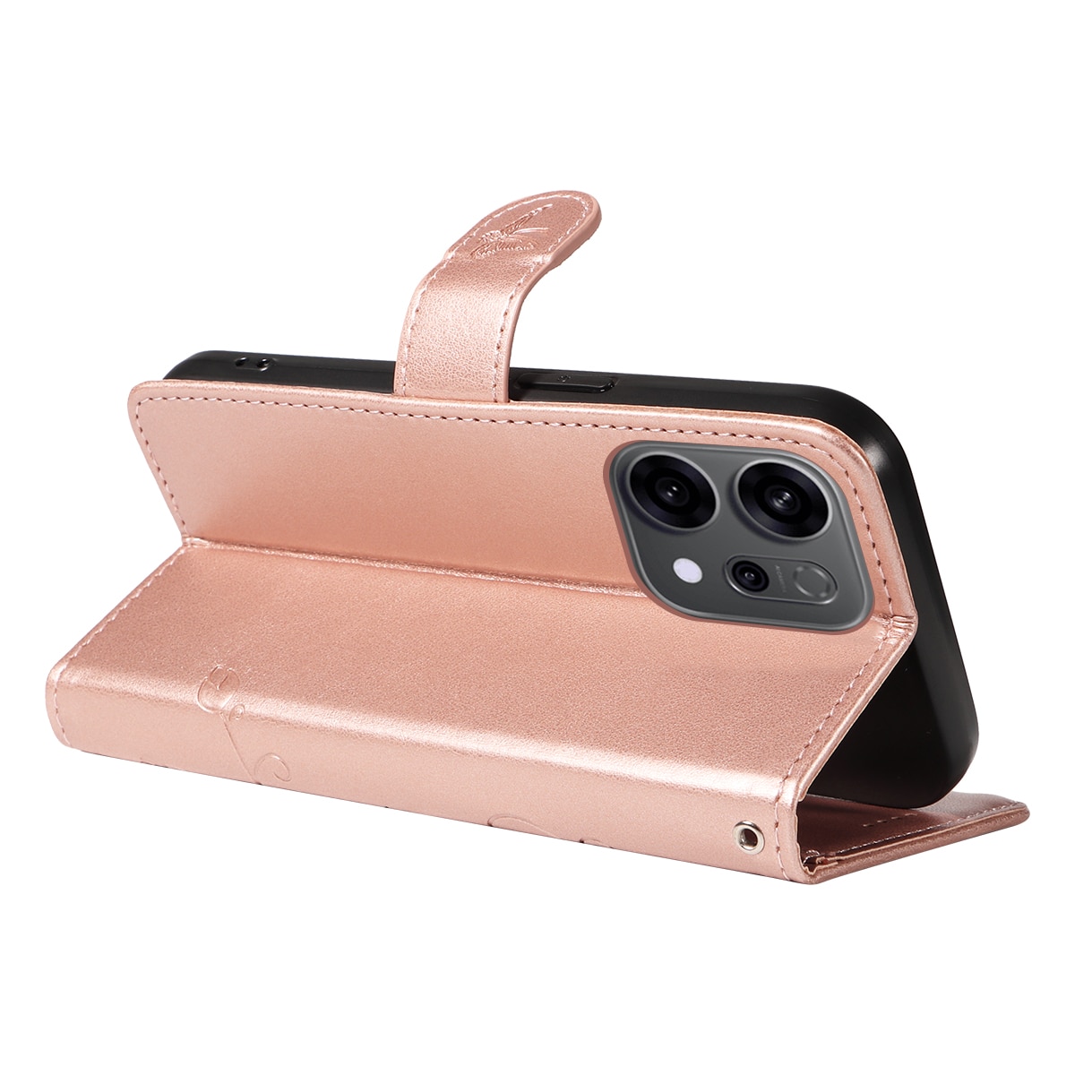 Nahkakotelo Perhonen Oppo Reno 14 Ruusukulta
