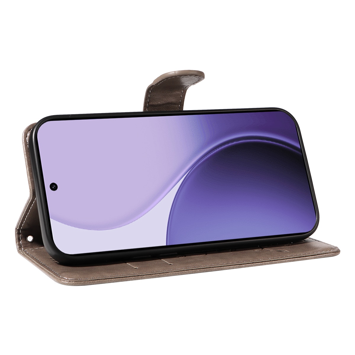 Nahkakotelo Perhonen Oppo Reno 14 F Harmaa
