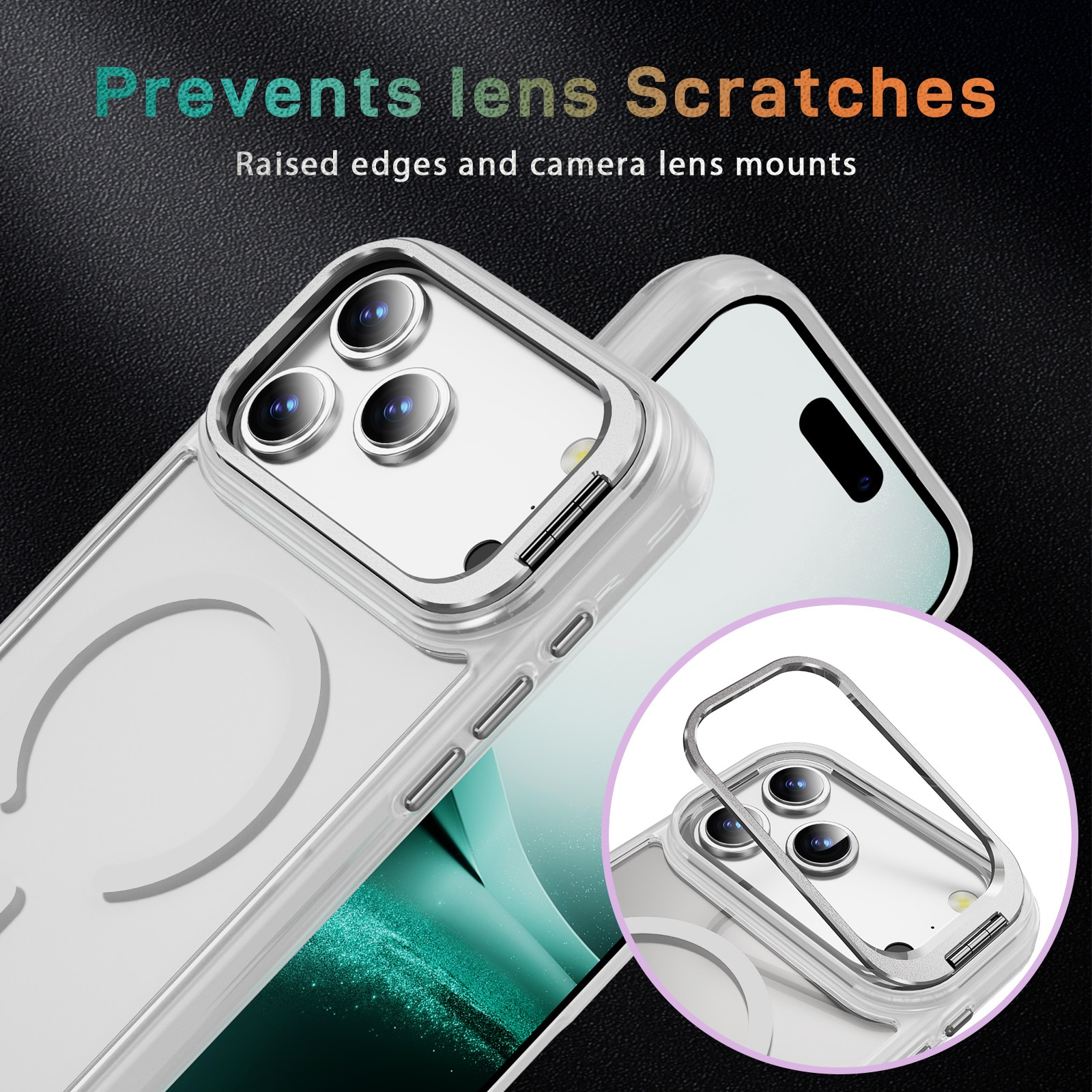 Hybridikuori Kickstand MagSafe iPhone 17 Pro Kirkas