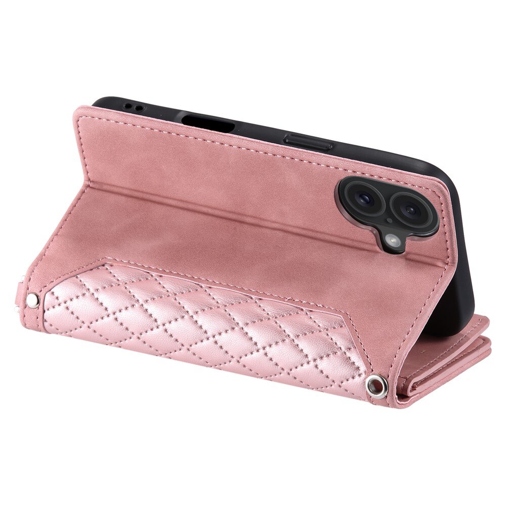 Lompakkolaukku iPhone 17 Quilted Vaaleanpunainen