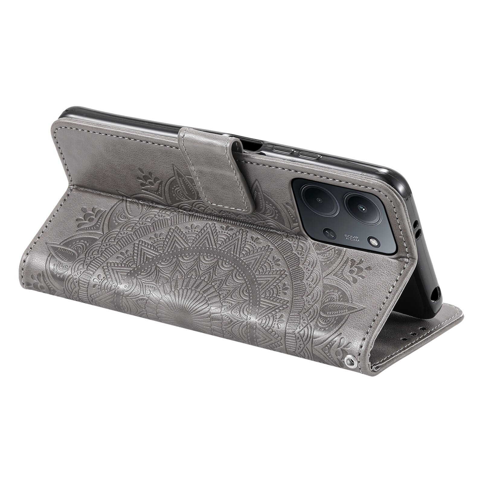 Nahkakotelo Mandala Xiaomi Redmi 15C Harmaa