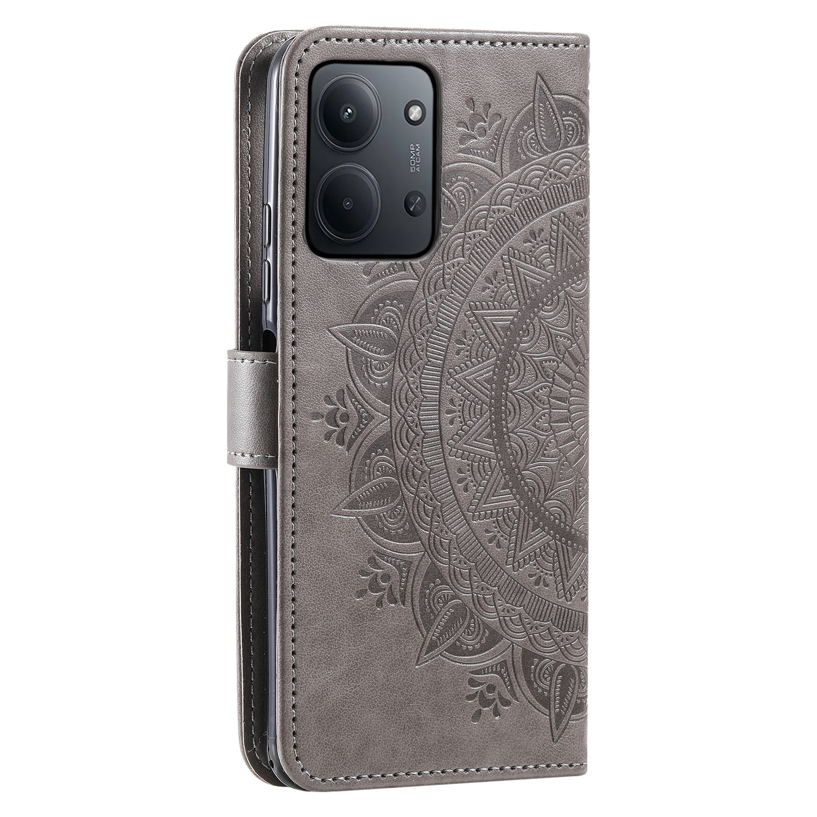 Nahkakotelo Mandala Xiaomi Redmi 15C Harmaa