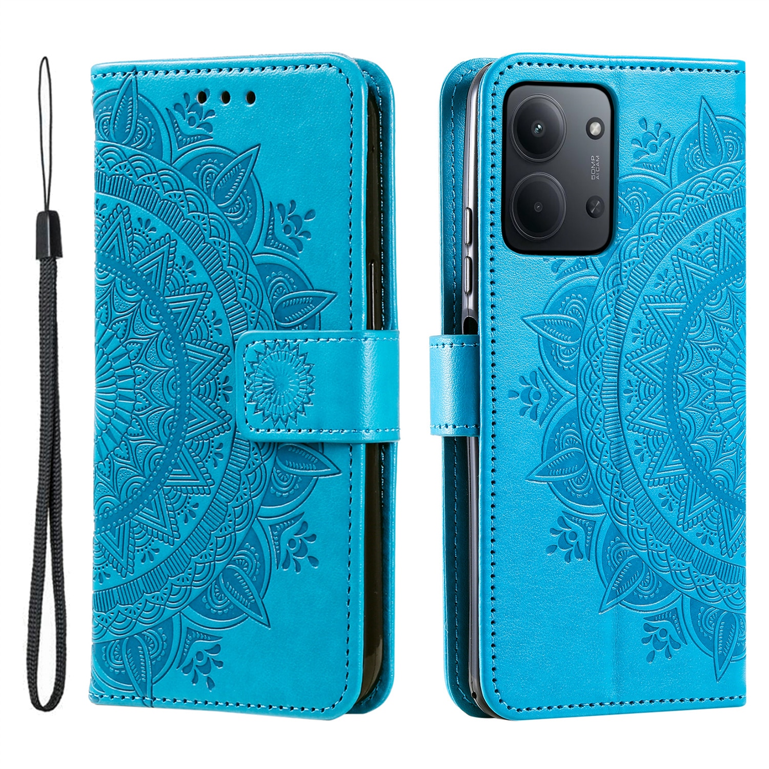 Nahkakotelo Mandala Xiaomi Redmi 15C Sininen