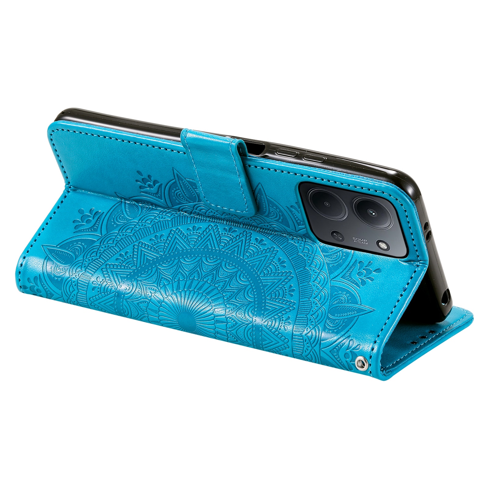 Nahkakotelo Mandala Xiaomi Redmi 15C Sininen