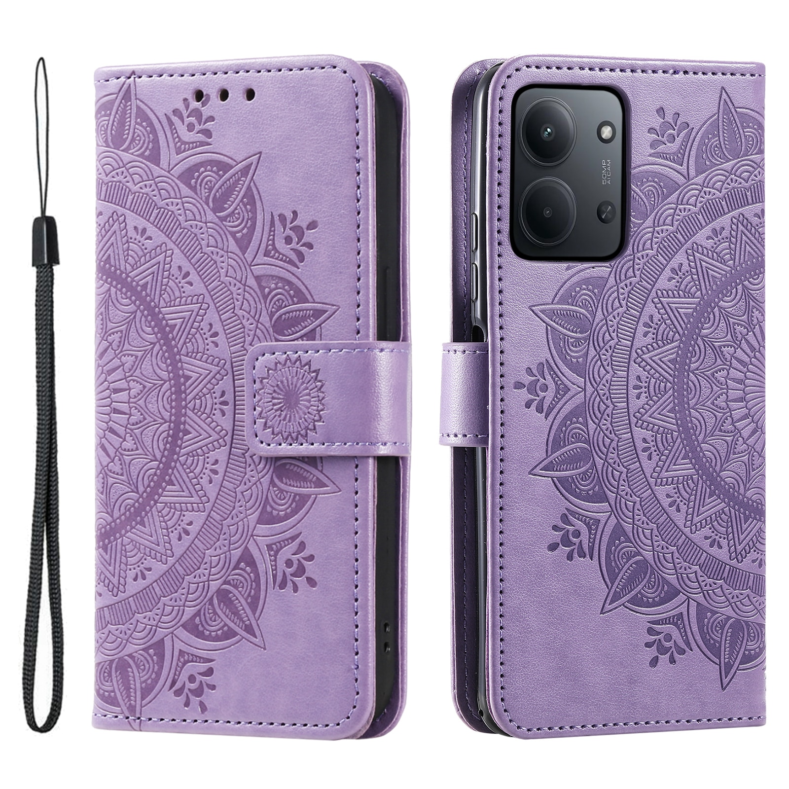 Nahkakotelo Mandala Xiaomi Redmi 15C Liila