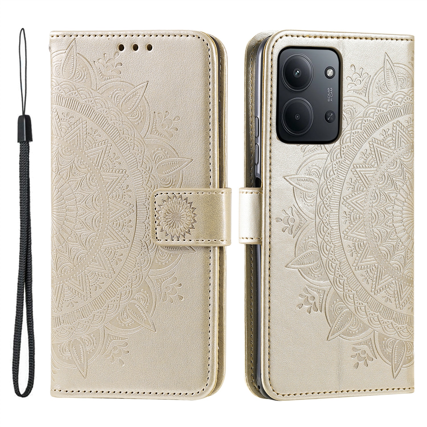 Nahkakotelo Mandala Xiaomi Redmi 15C Kulta
