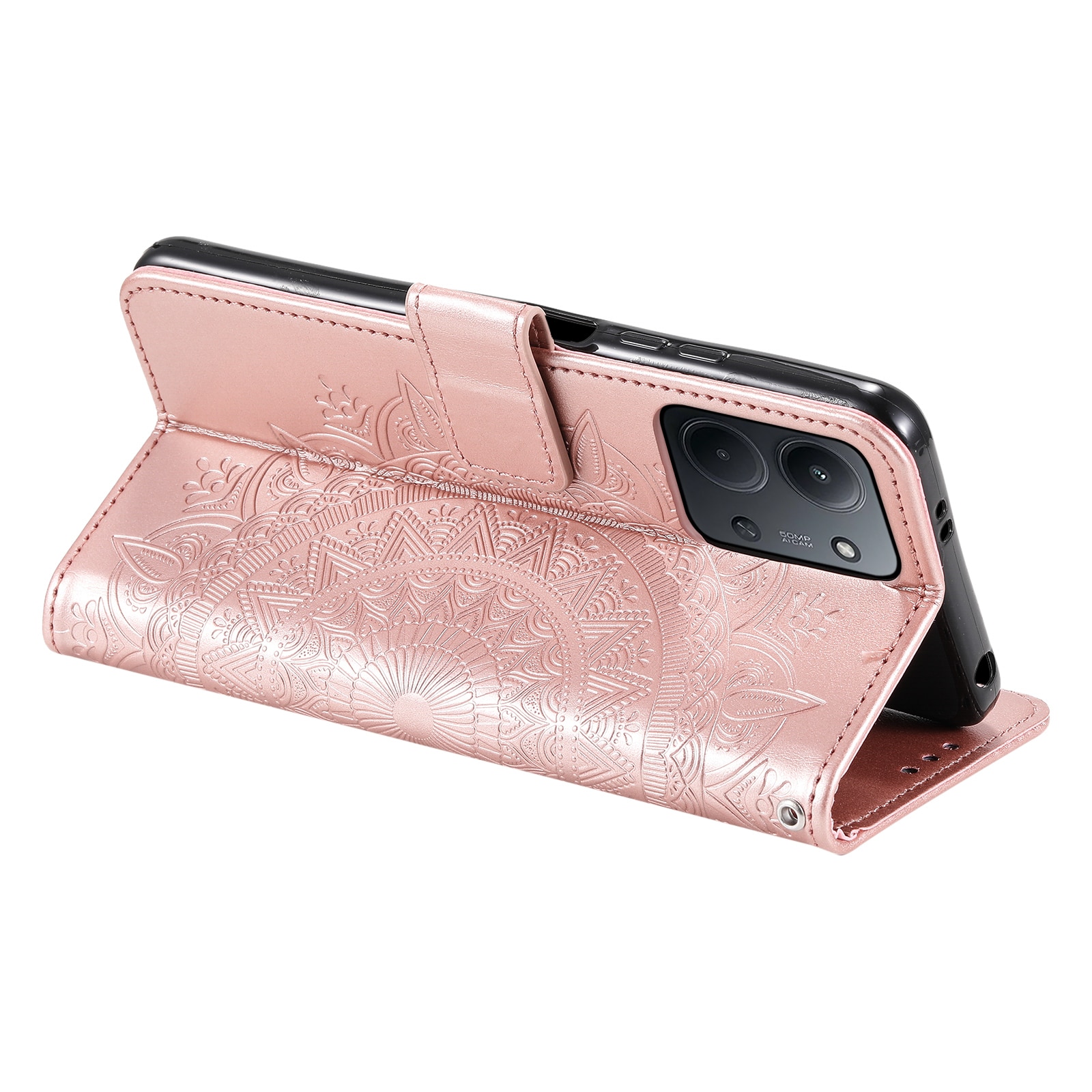 Nahkakotelo Mandala Xiaomi Redmi 15C Ruusukulta