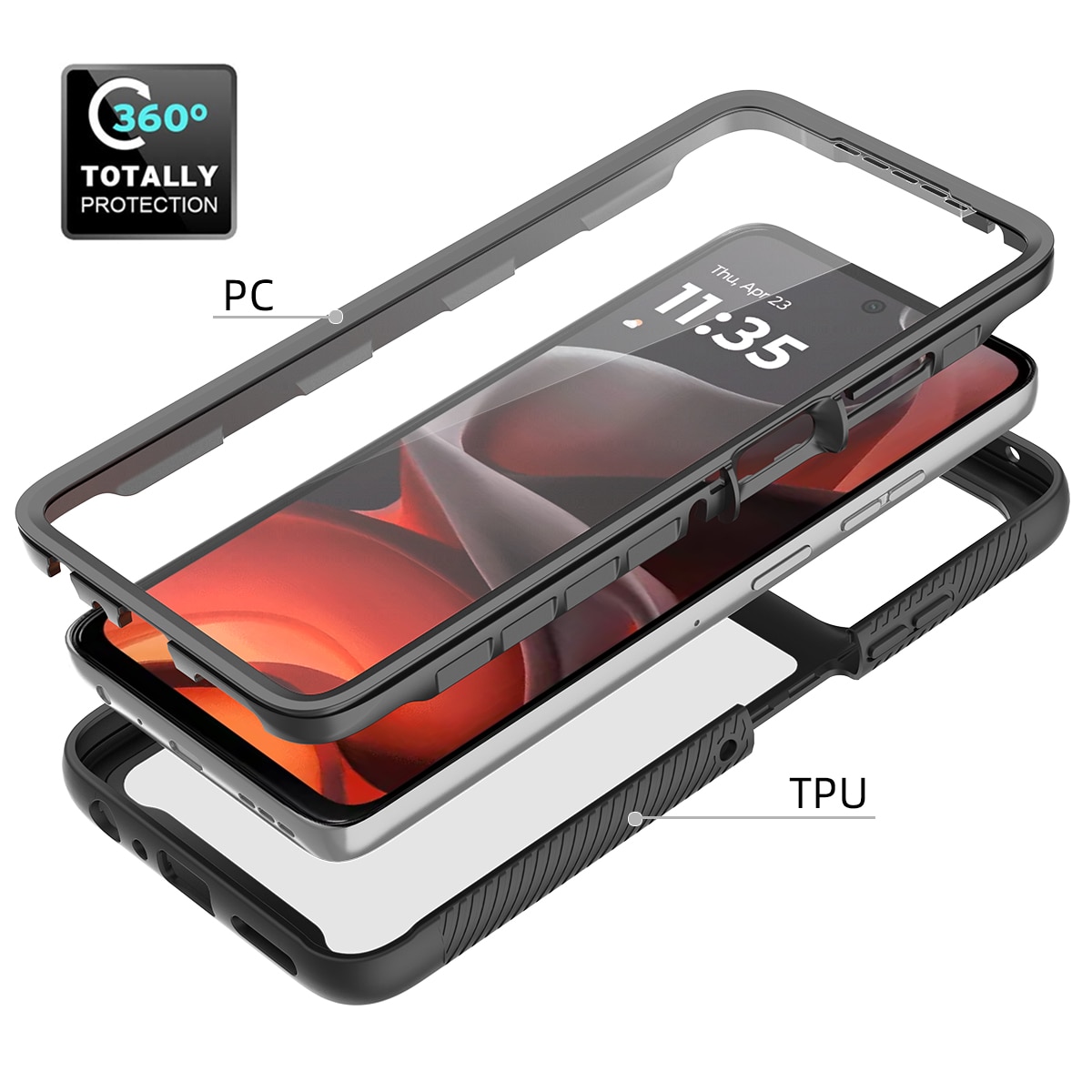 Full Protection Case Motorola Moto G56 Musta