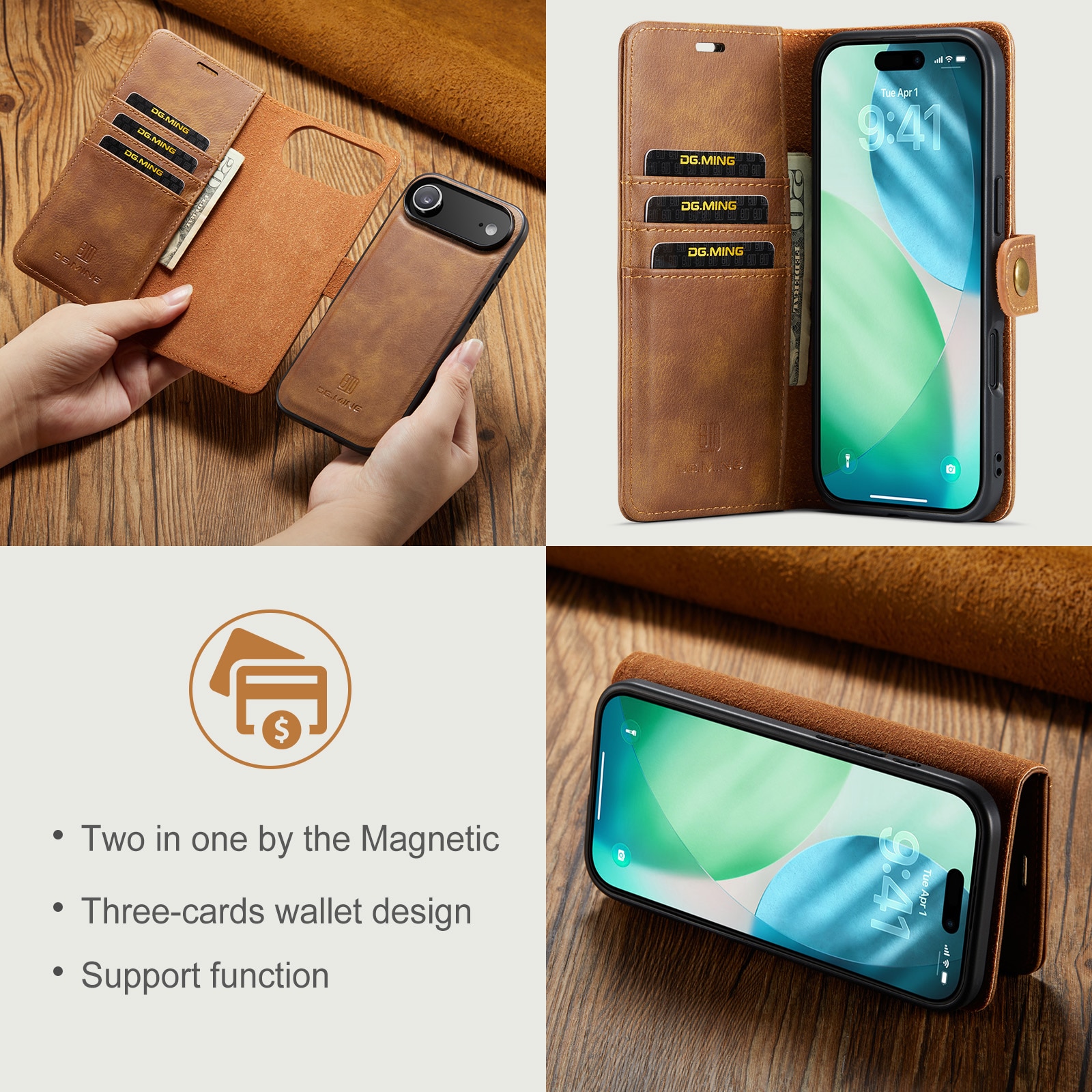 Magnet Wallet iPhone 17 Air Cognac