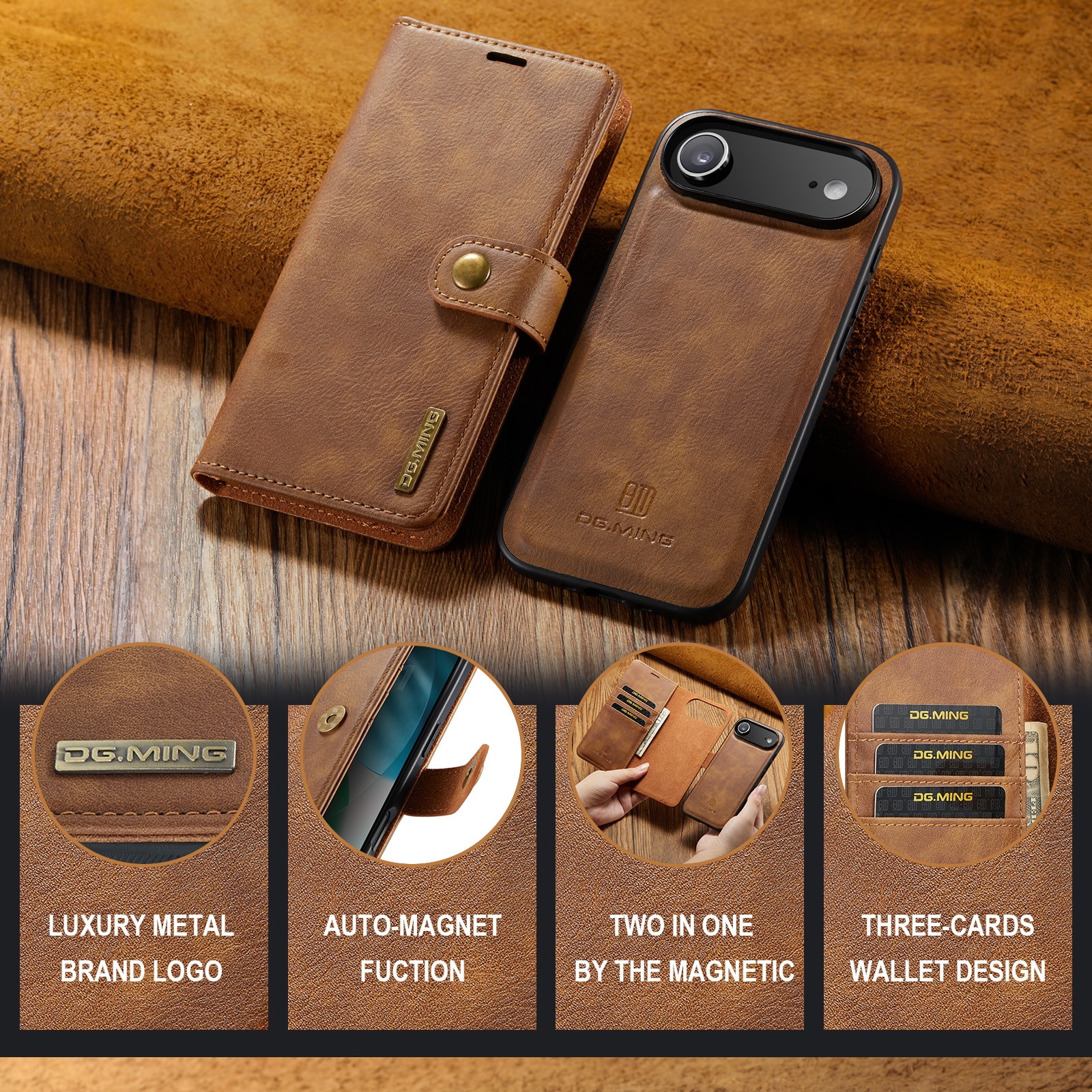 Magnet Wallet iPhone 17 Air Cognac