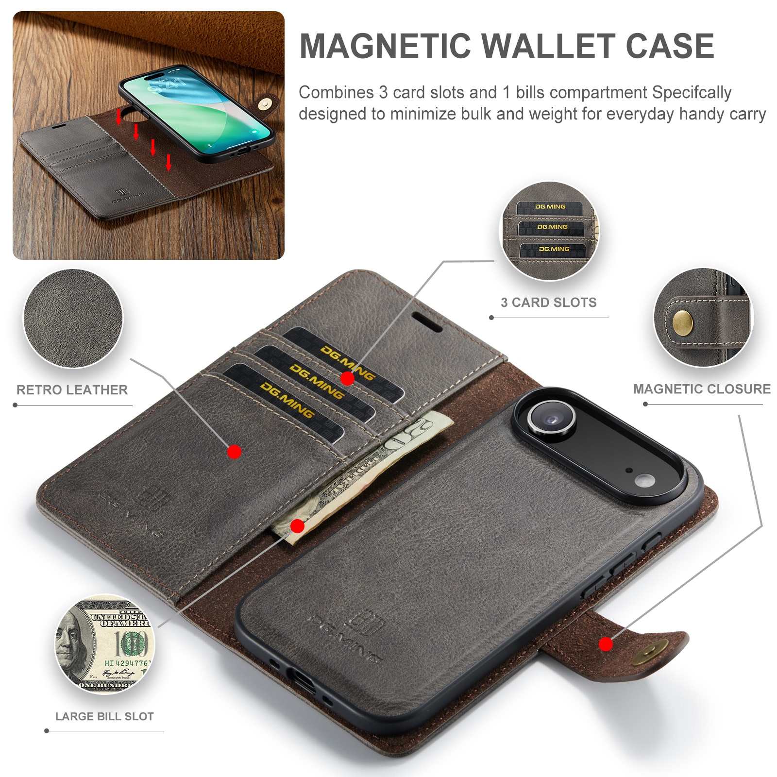 Magnet Wallet iPhone 17 Air Brown
