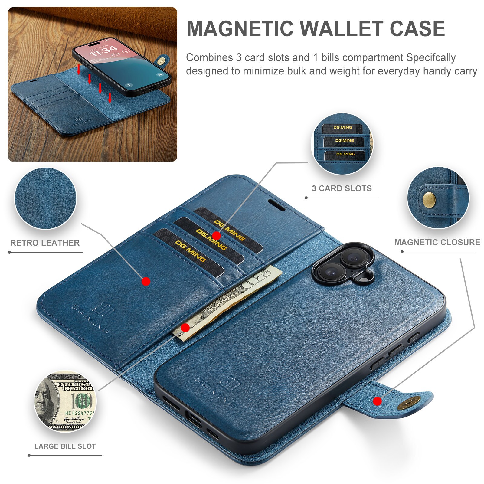 Magnet Wallet iPhone 17 Blue