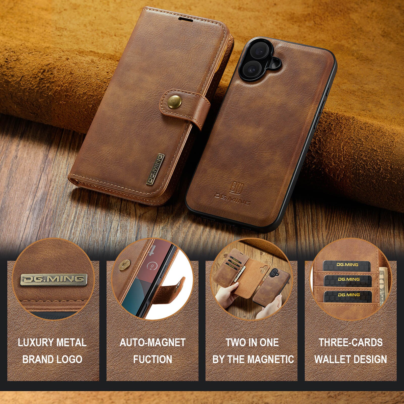 Magnet Wallet iPhone 17 Cognac