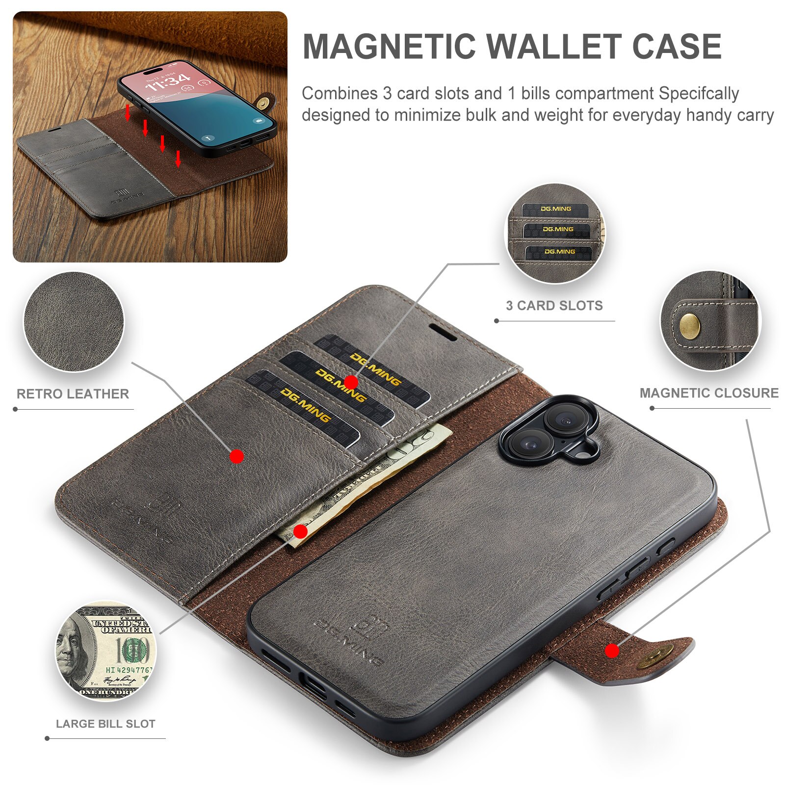 Magnet Wallet iPhone 17 Brown