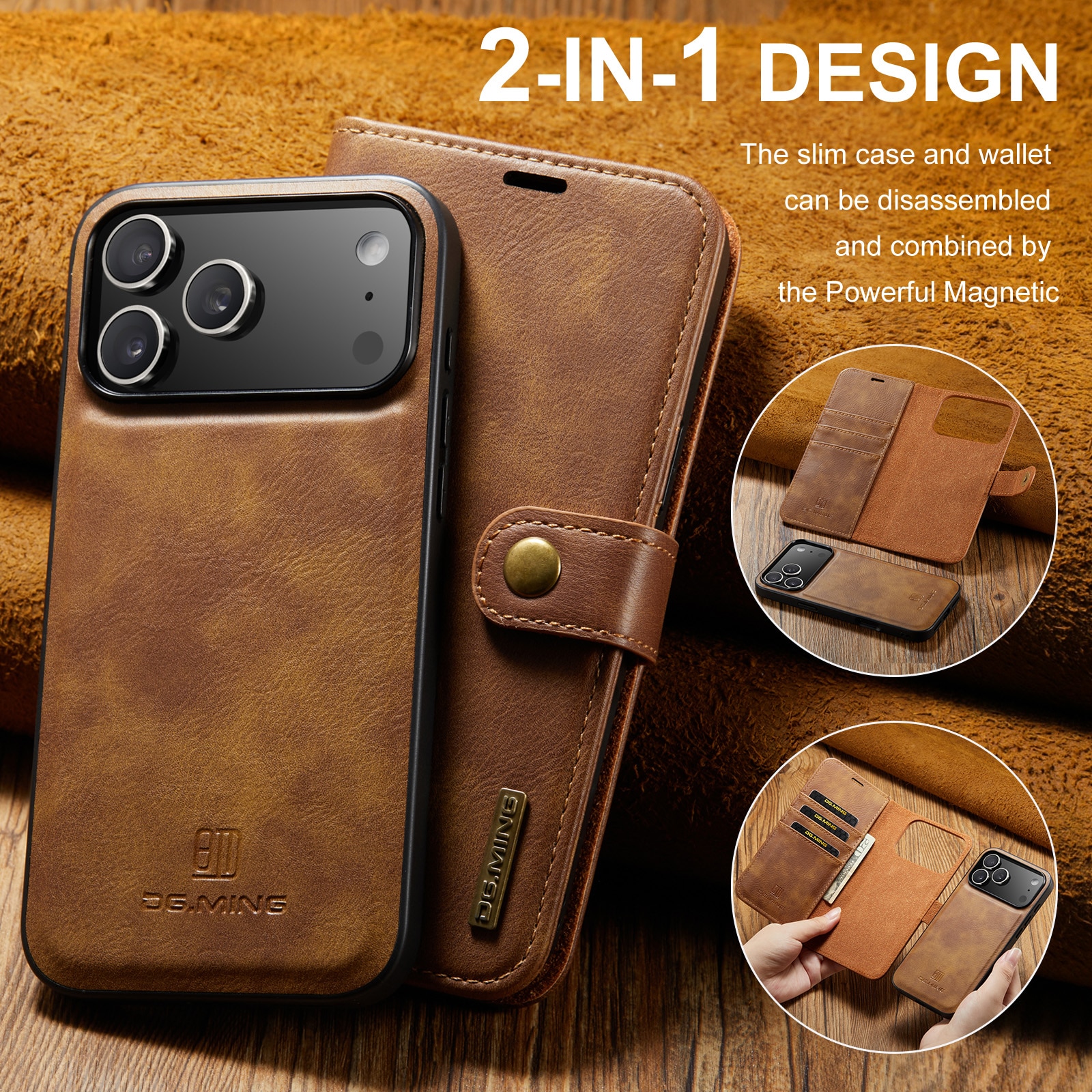 Magnet Wallet iPhone 17 Pro Cognac