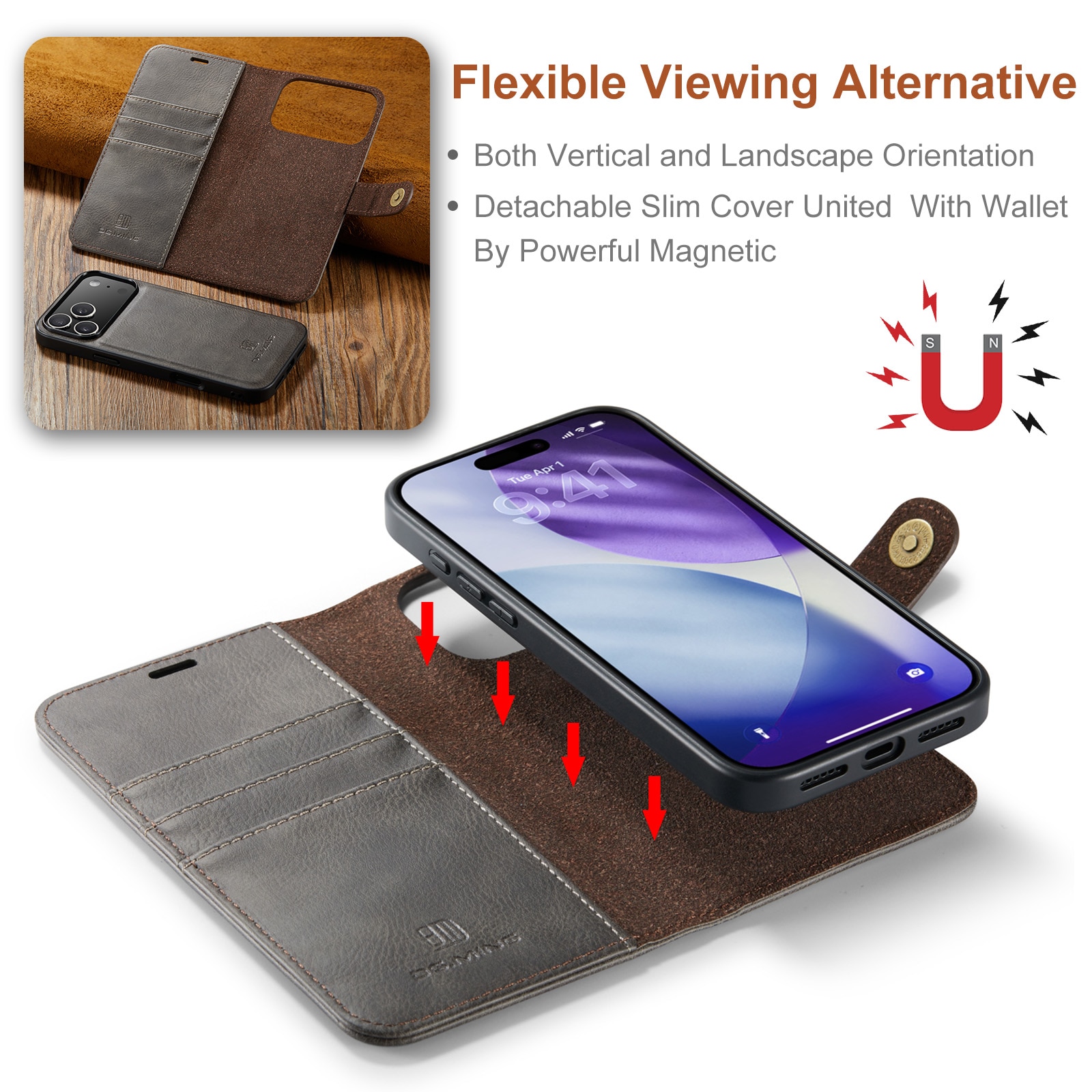 Magnet Wallet iPhone 17 Pro Brown