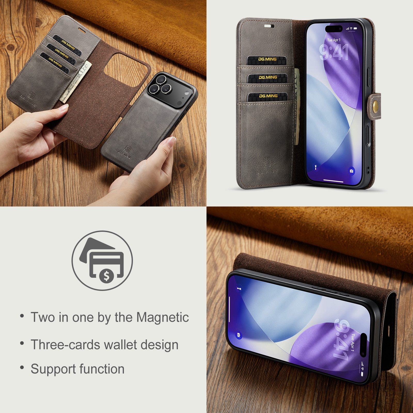 Magnet Wallet iPhone 17 Pro Brown