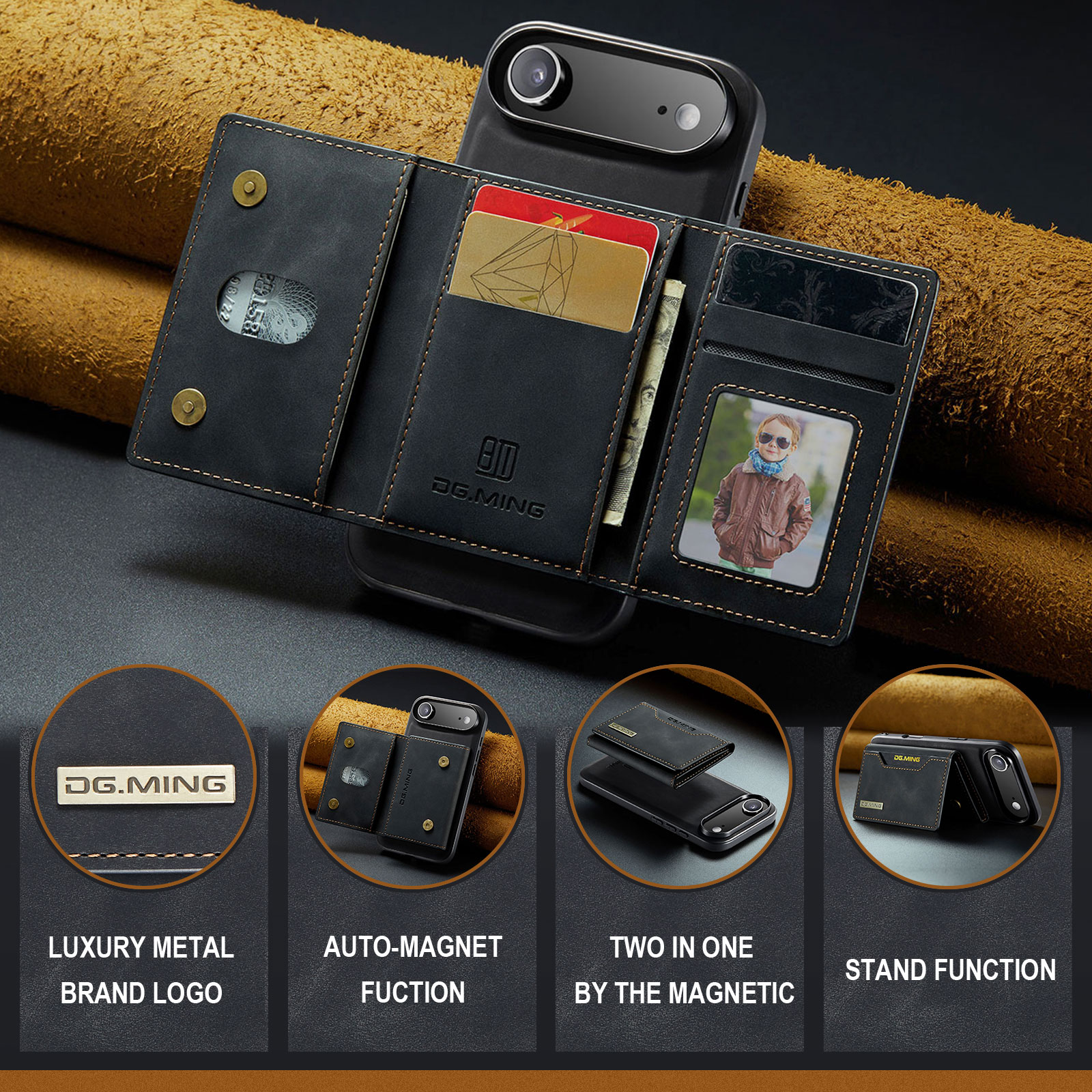 Magnetic Card Slot Case iPhone 17 Air Musta