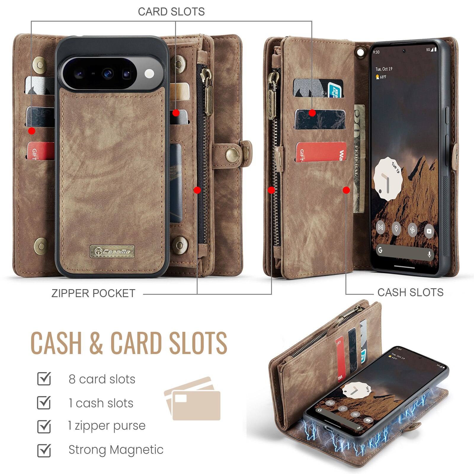 Multi-slot Suojakotelo Google Pixel 10 Ruskea