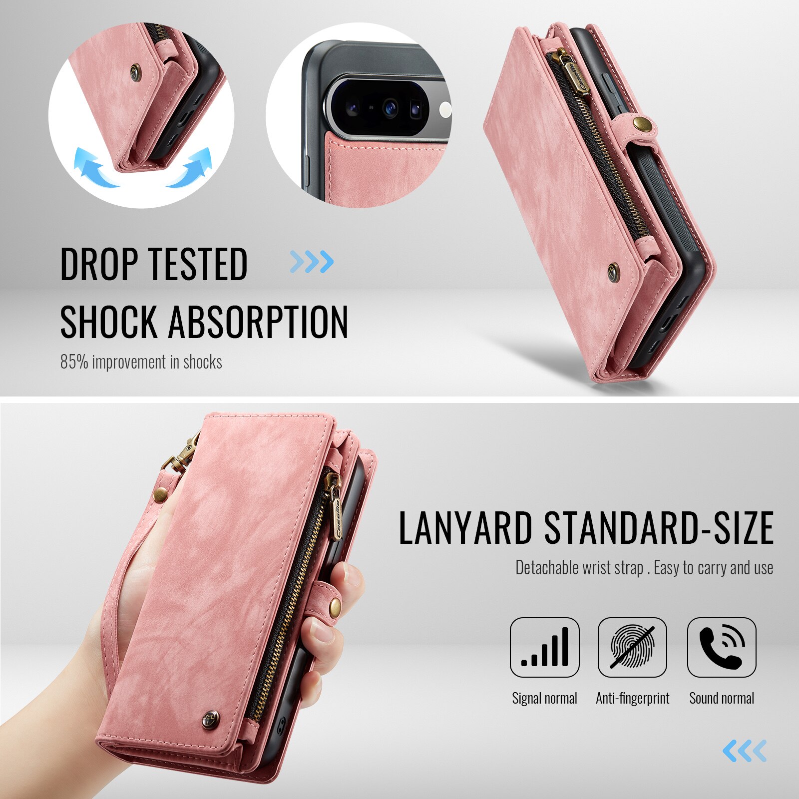 Multi-slot Suojakotelo Google Pixel 10 Vaaleanpunainen