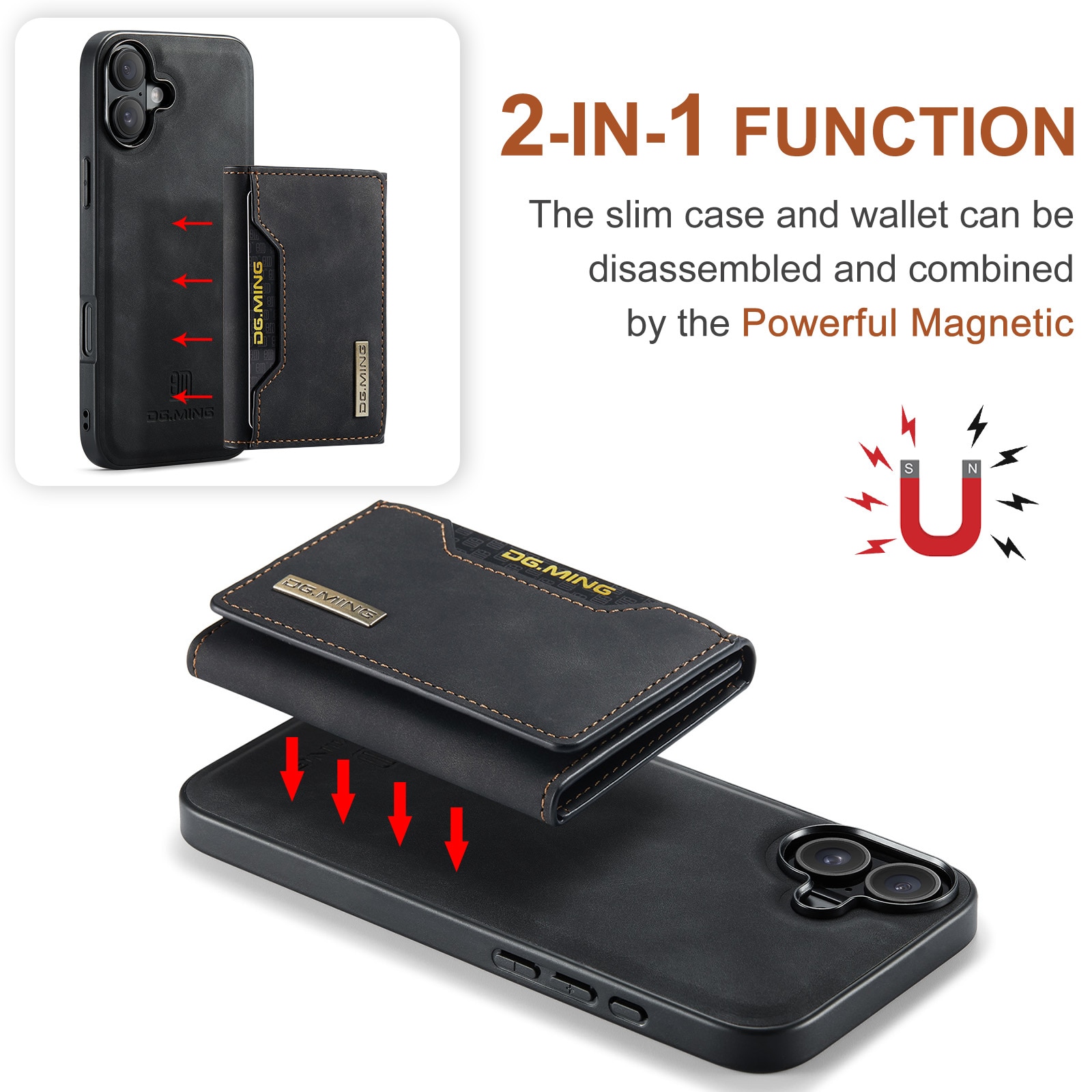Magnetic Card Slot Case iPhone 17 Musta