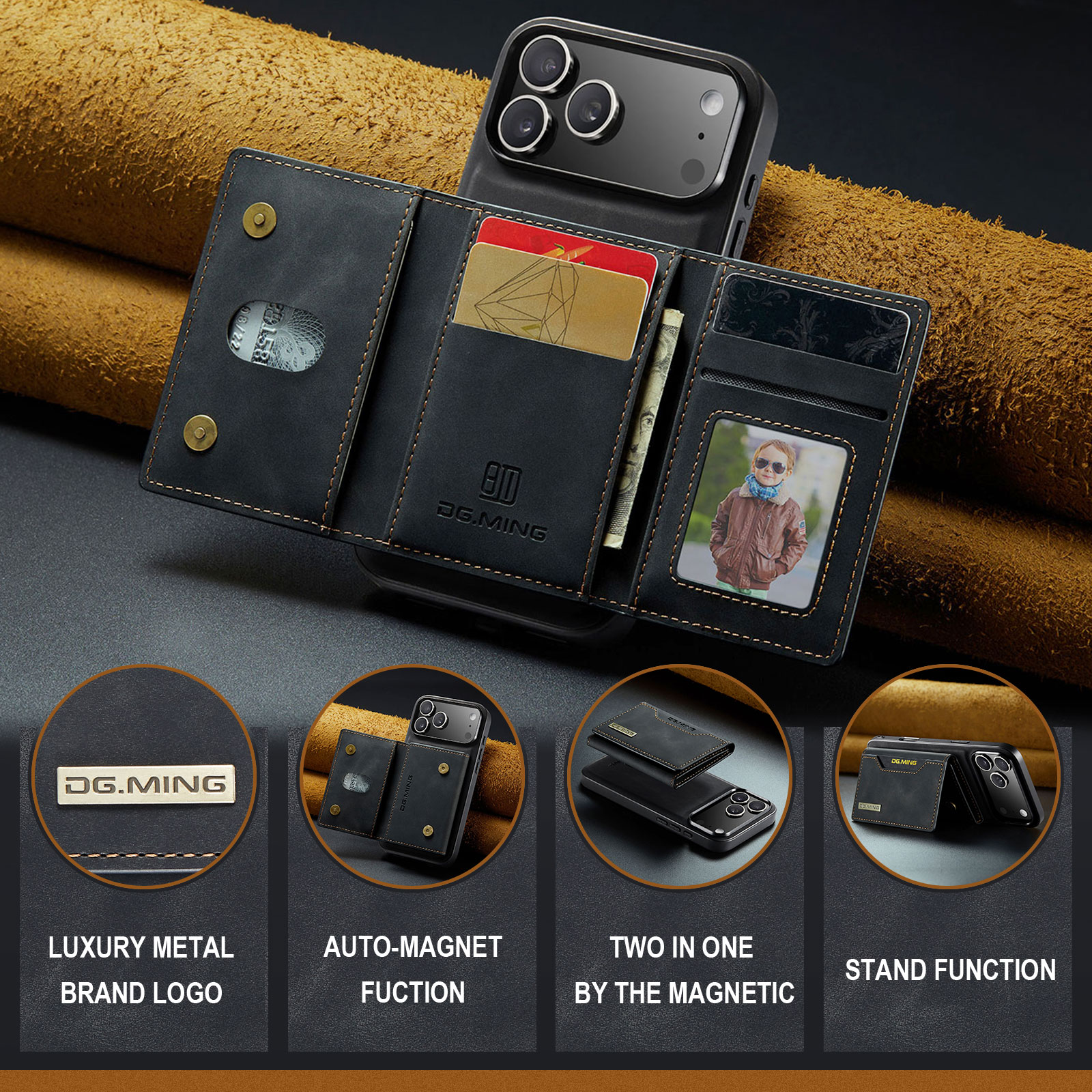 Magnetic Card Slot Case iPhone 17 Pro Max Musta