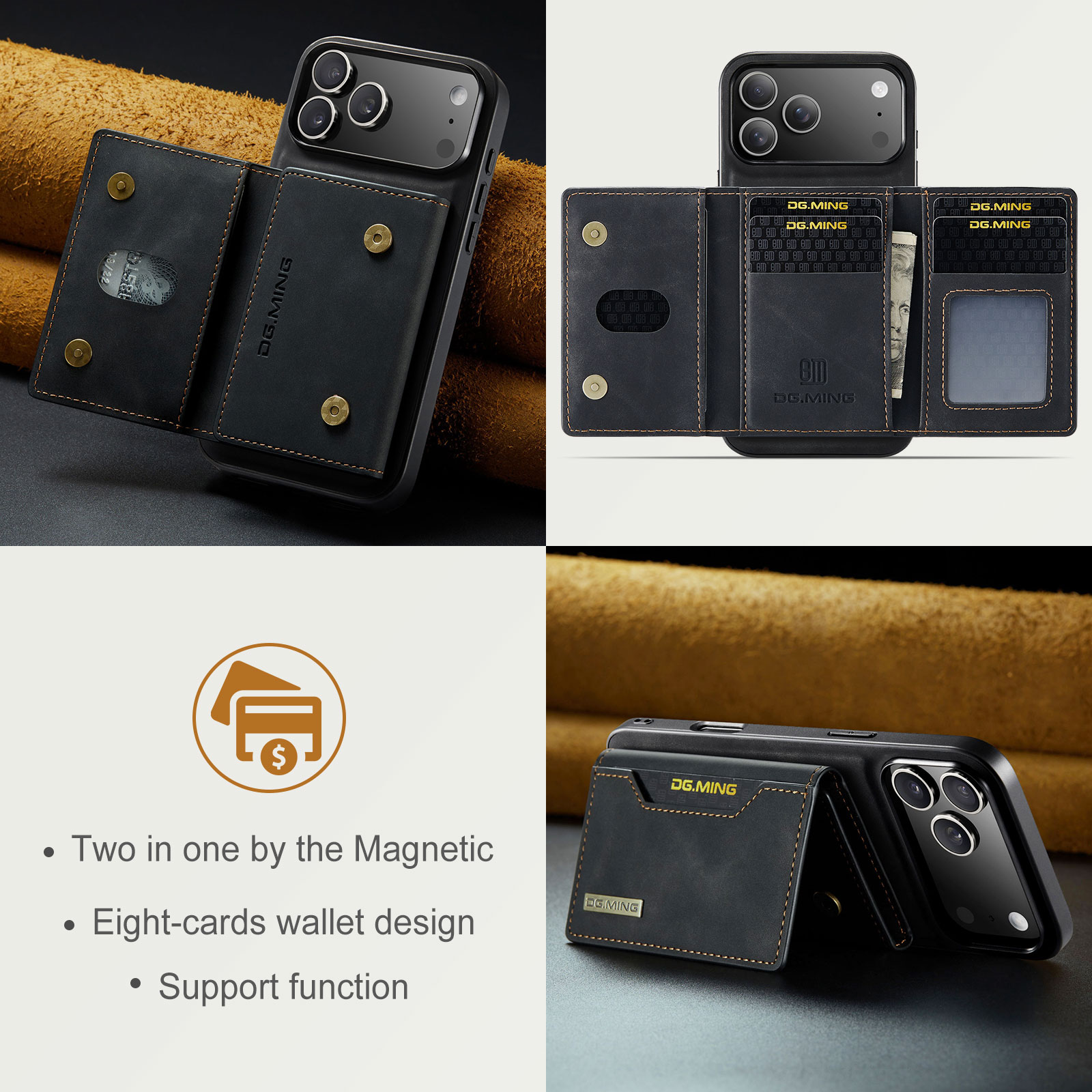 Magnetic Card Slot Case iPhone 17 Pro Max Musta