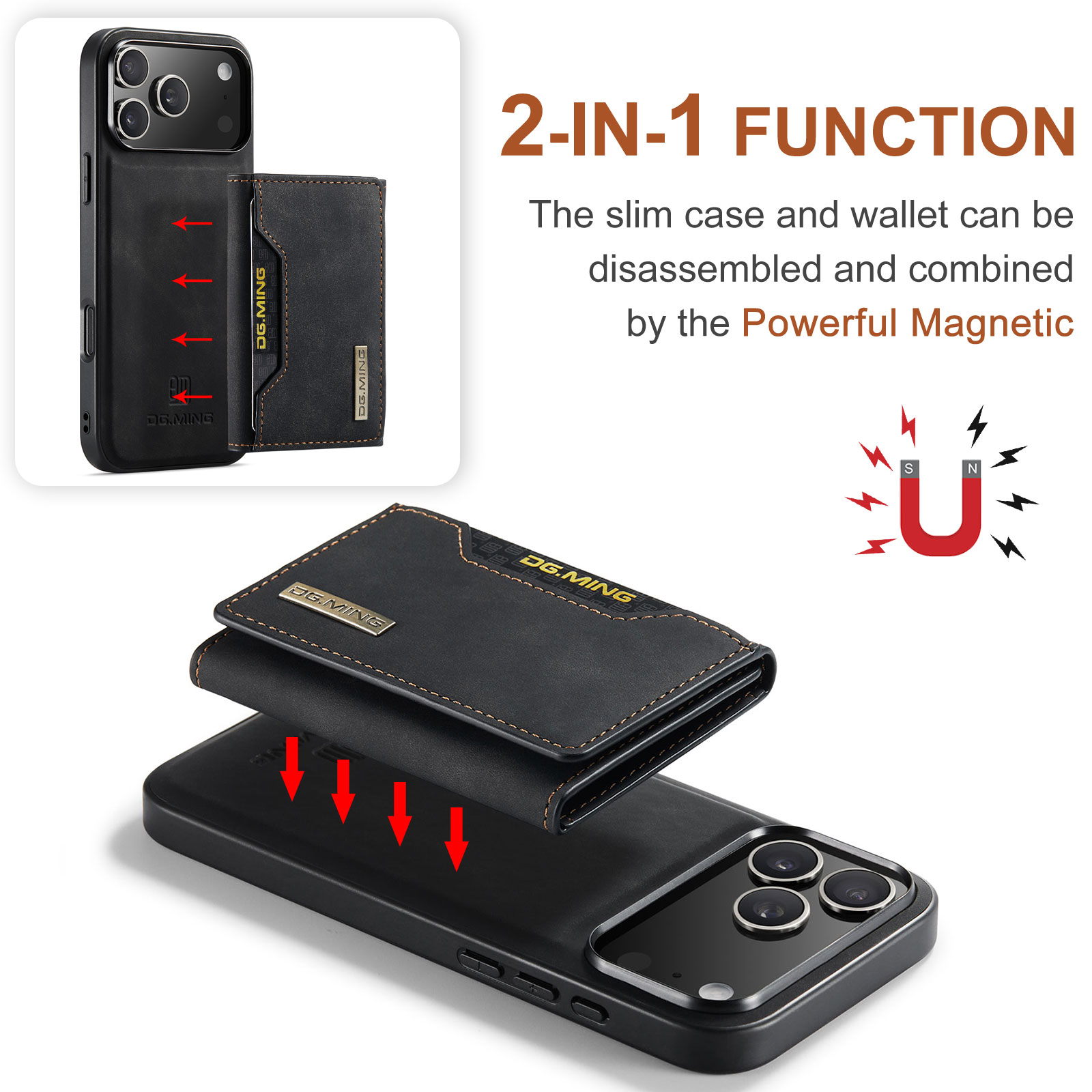 Magnetic Card Slot Case iPhone 17 Pro Max Musta