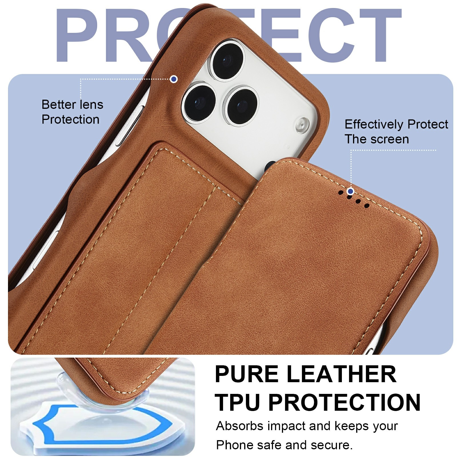 Slim Lompakkokotelot iPhone 17 Pro Cognac