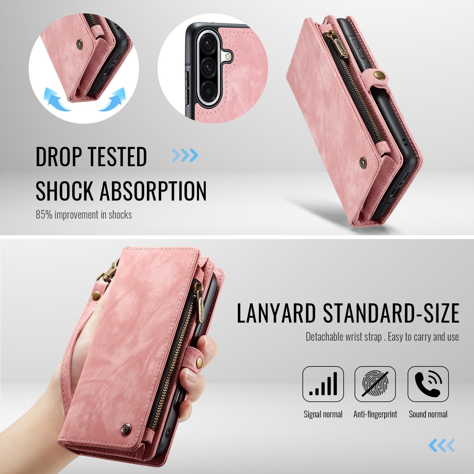 Multi-slot Suojakotelo Samsung Galaxy A17 Vaaleanpunainen