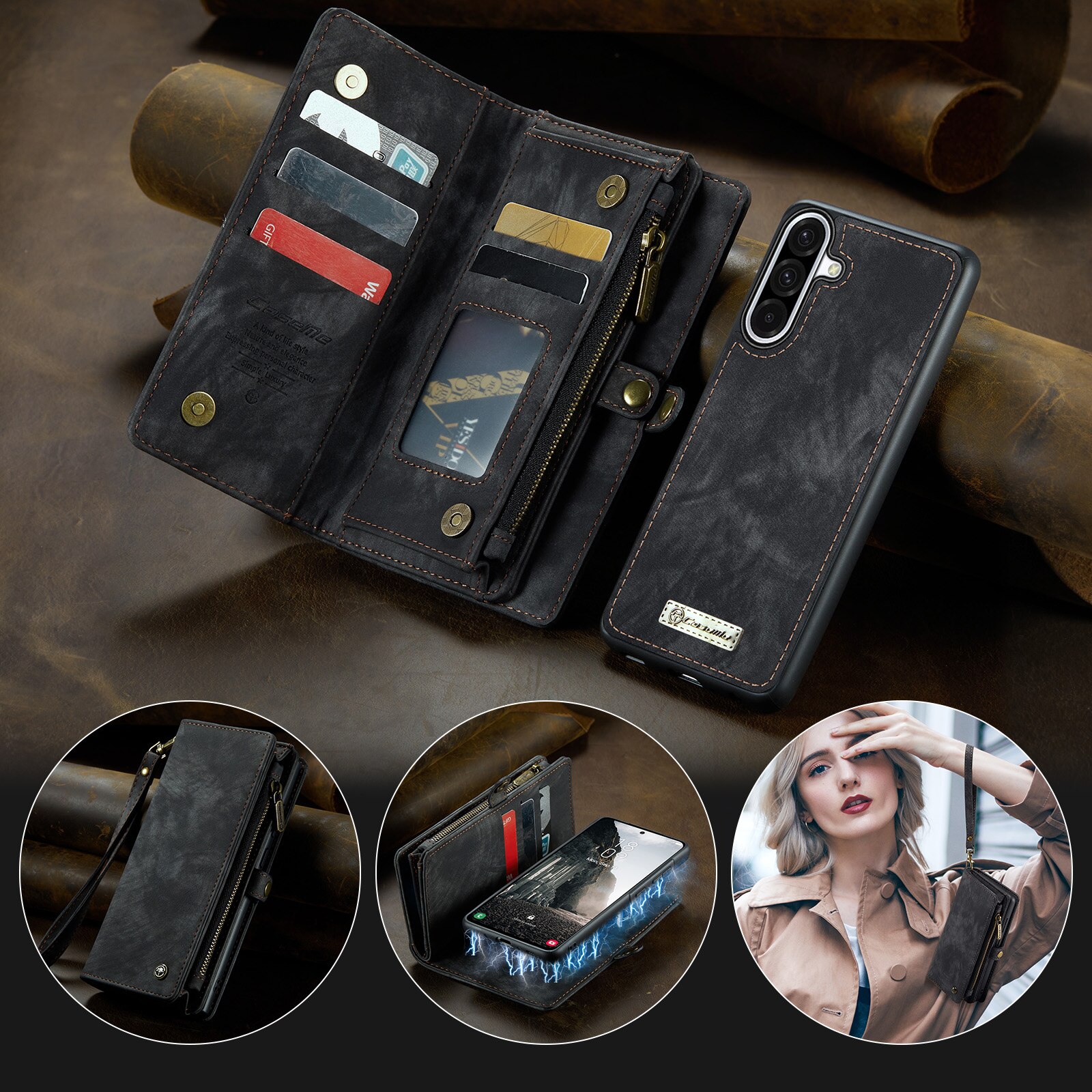 Multi-slot Suojakotelo Samsung Galaxy A17 Harmaa