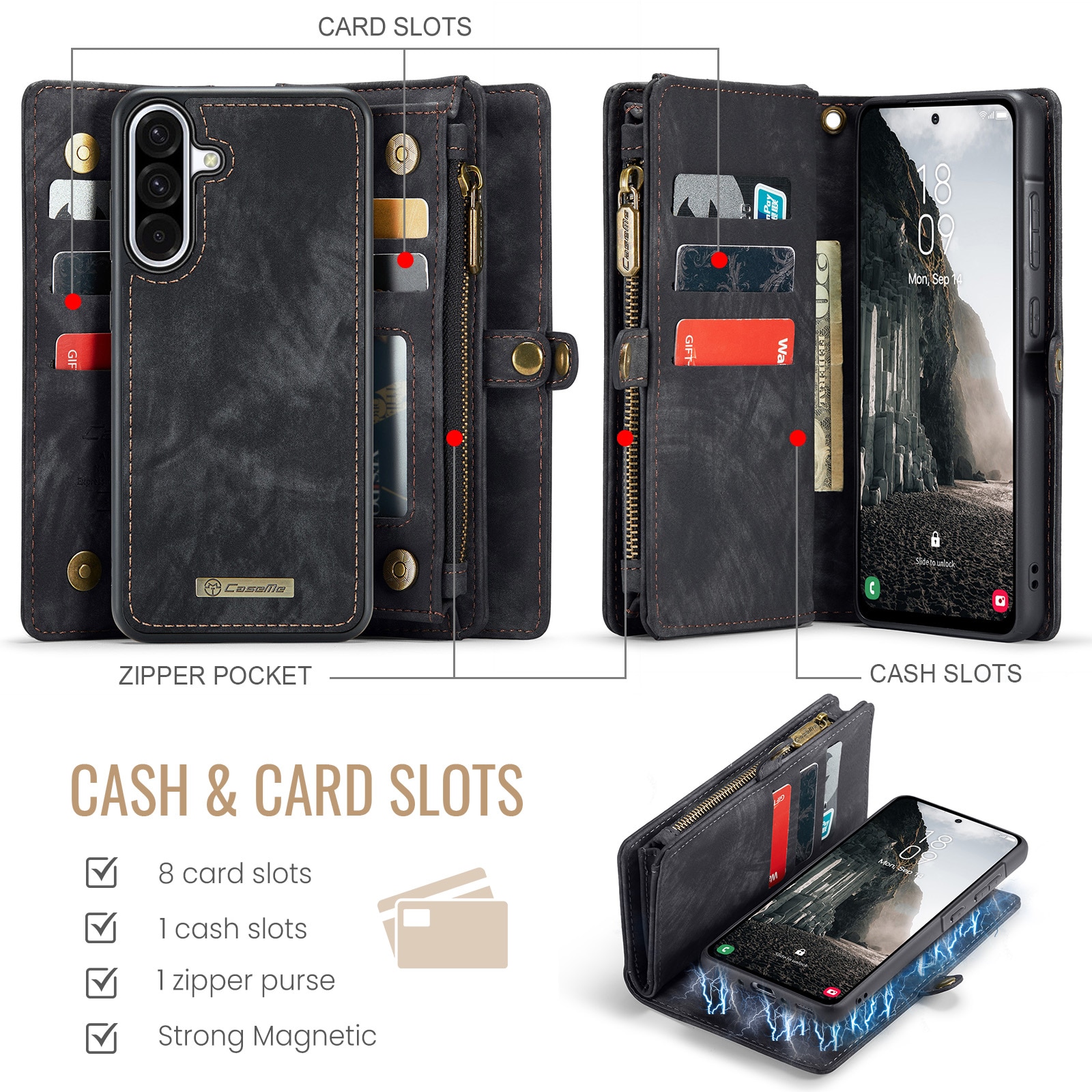 Multi-slot Suojakotelo Samsung Galaxy A17 Harmaa