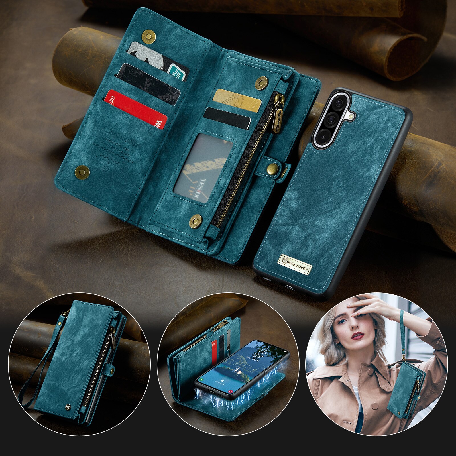Multi-slot Suojakotelo Samsung Galaxy A17 Sininen