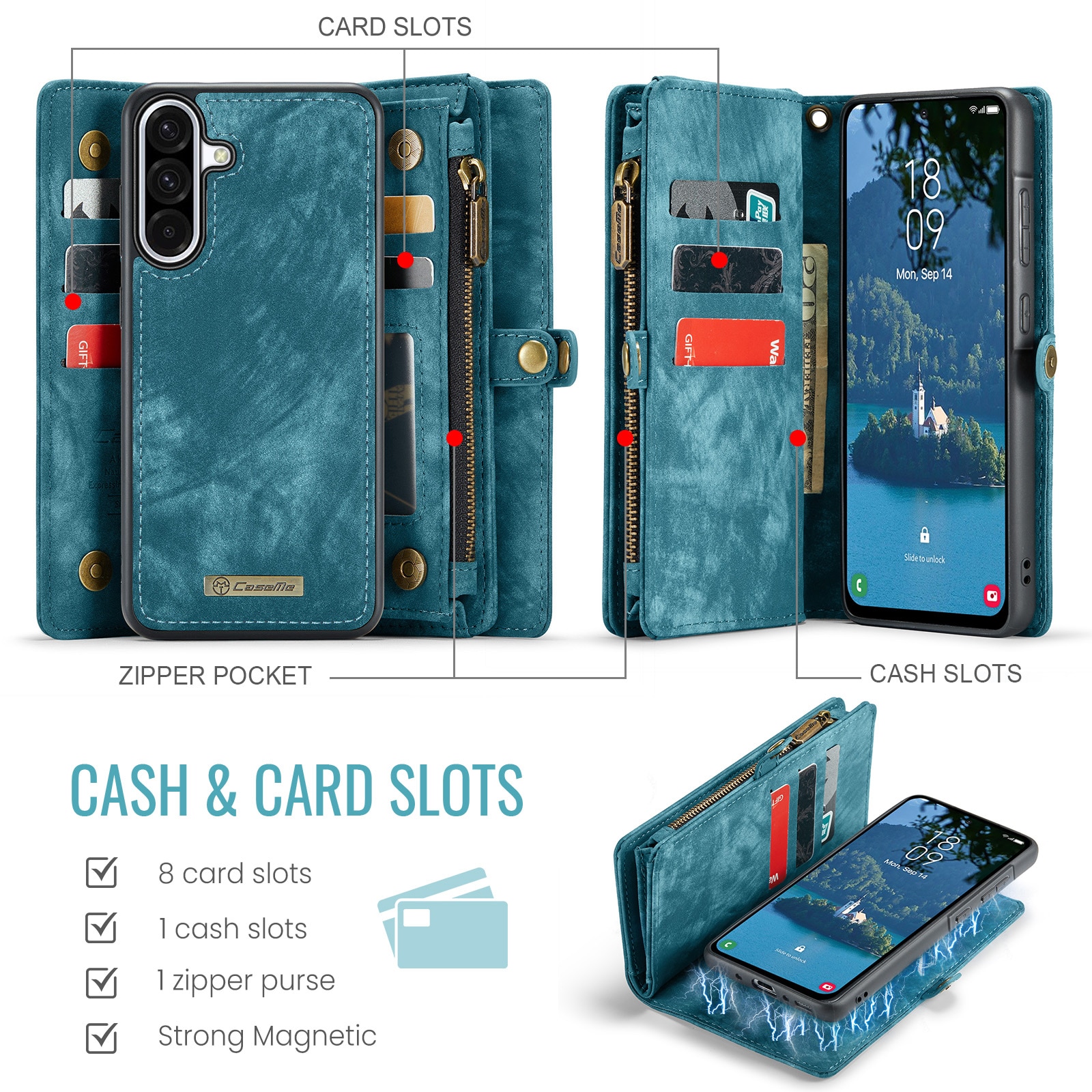 Multi-slot Suojakotelo Samsung Galaxy A17 Sininen