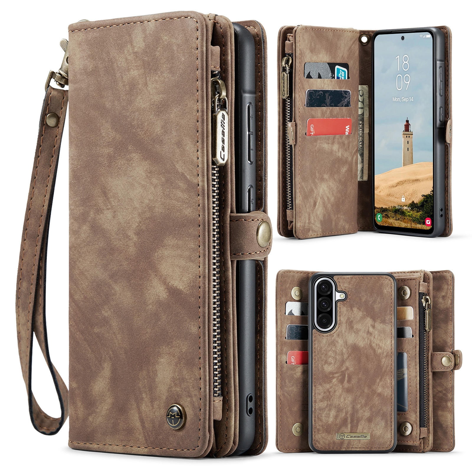 Multi-slot Suojakotelo Samsung Galaxy A17 Ruskea