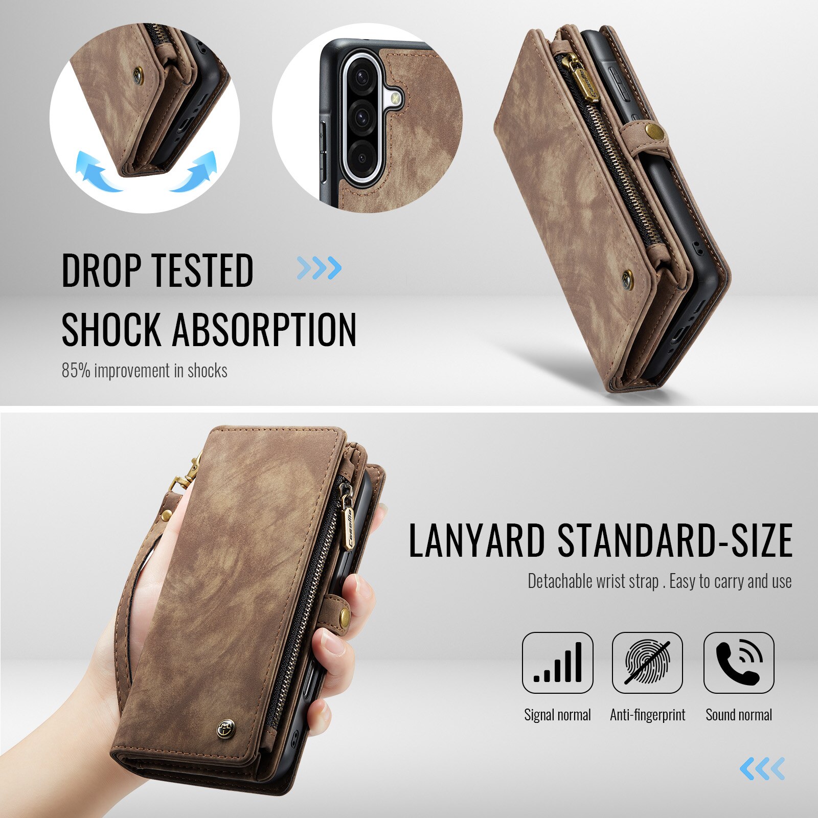 Multi-slot Suojakotelo Samsung Galaxy A17 Ruskea
