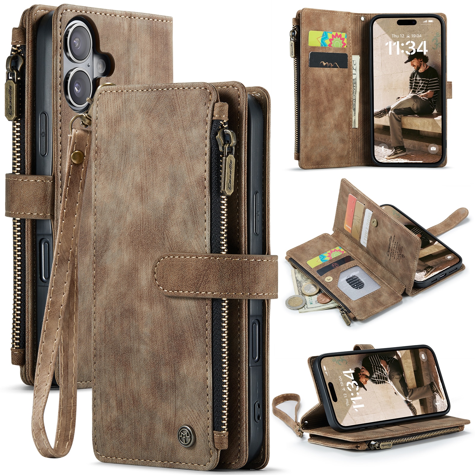 Zipper Wallet iPhone 17 Ruskea