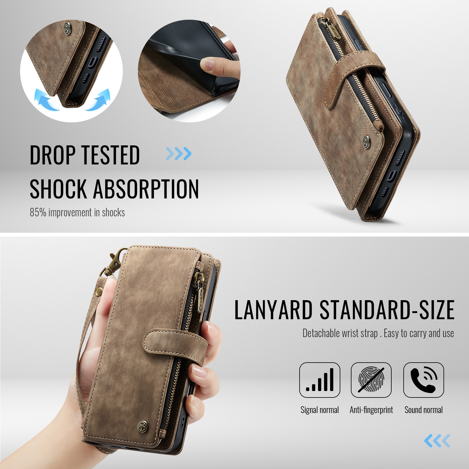 Zipper Wallet iPhone 17 Ruskea