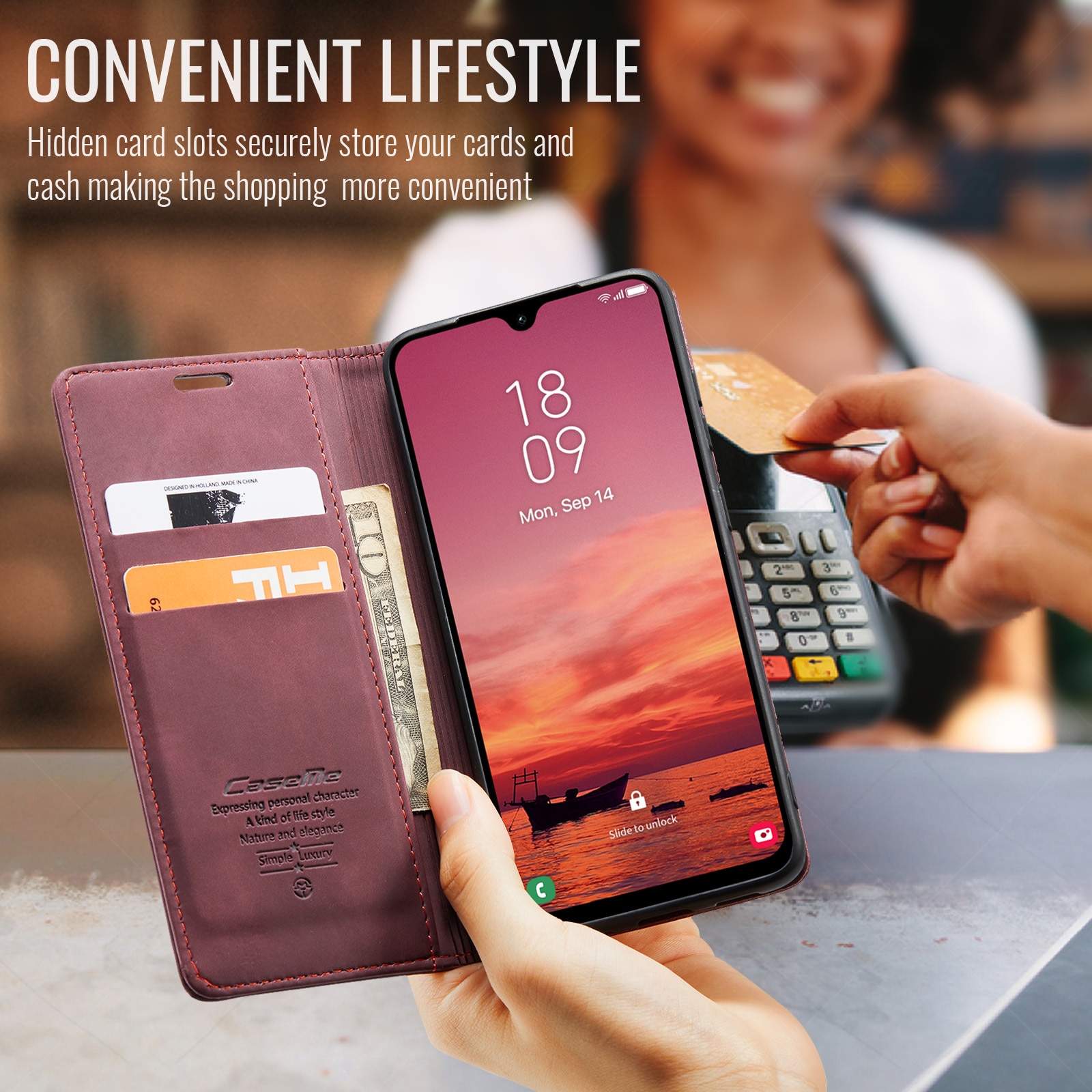 Slim Lompakkokotelo Samsung Galaxy A17 Punainen
