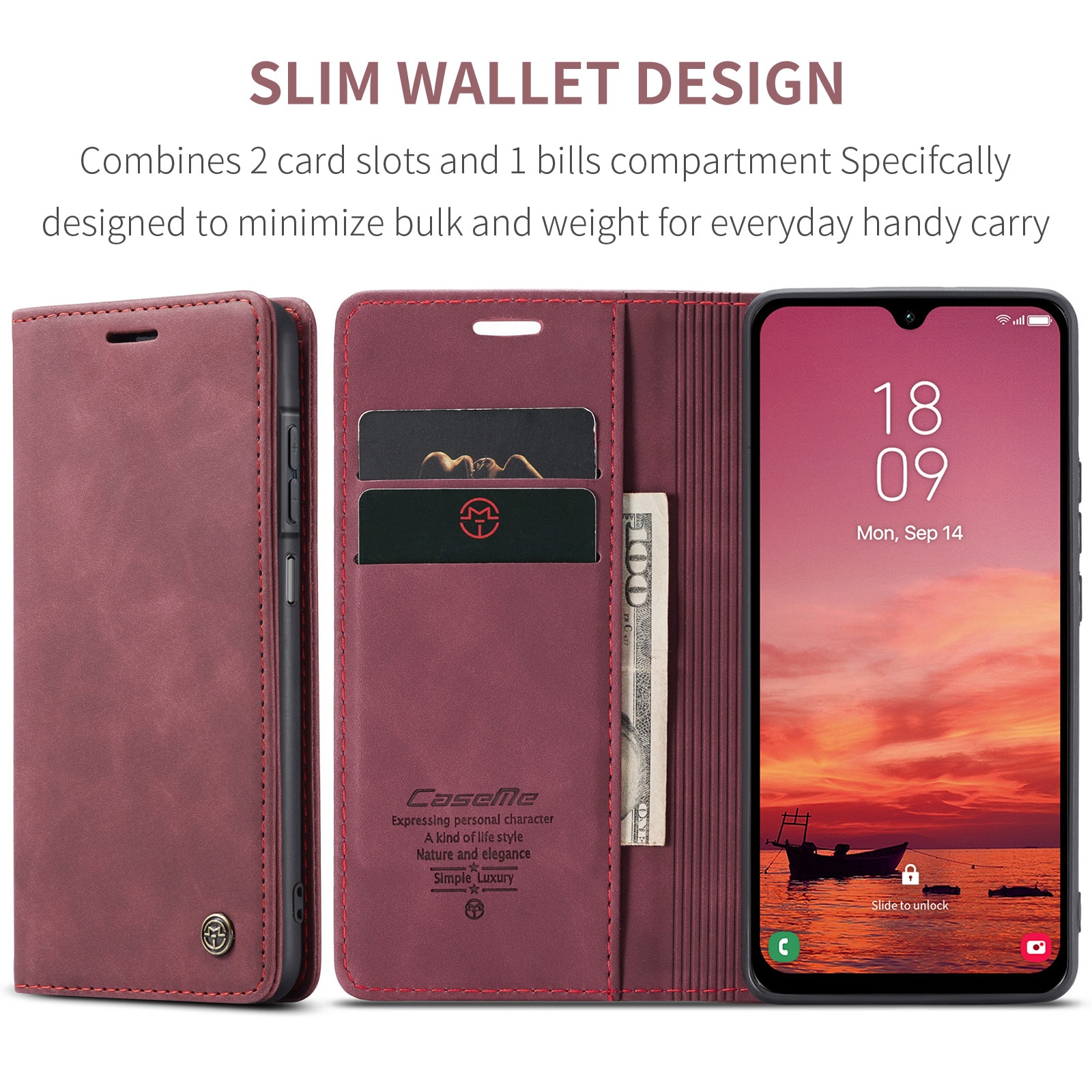 Slim Lompakkokotelo Samsung Galaxy A17 Punainen