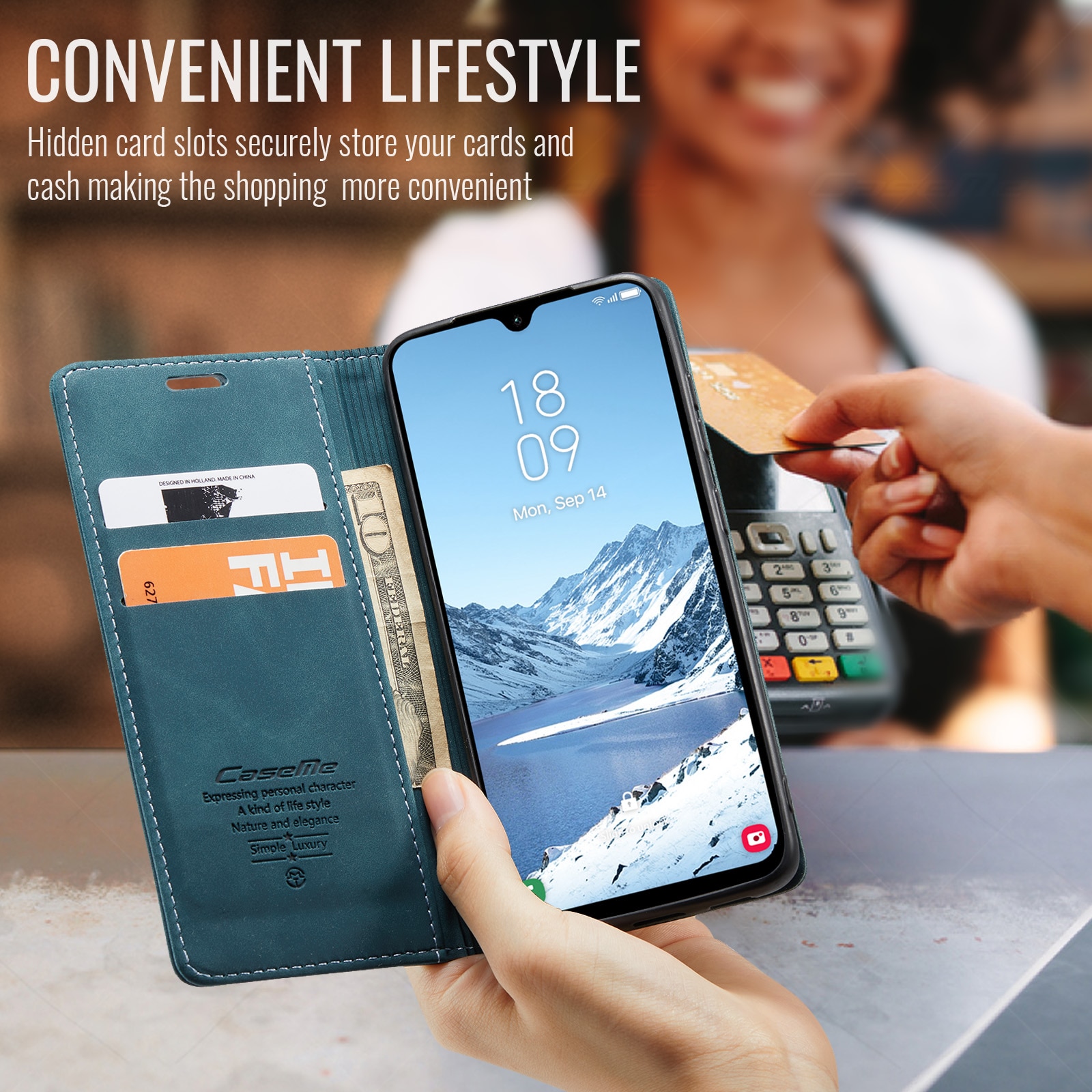 Slim Lompakkokotelo Samsung Galaxy A17 Sininen