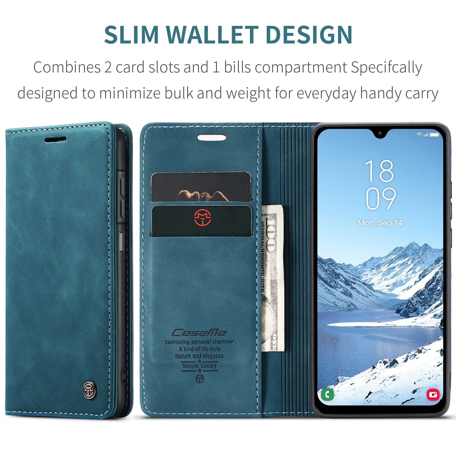 Slim Lompakkokotelo Samsung Galaxy A17 Sininen