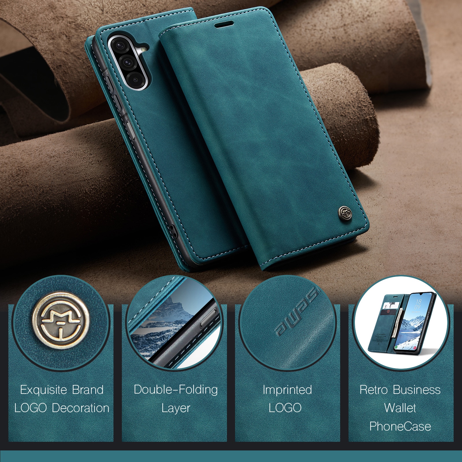 Slim Lompakkokotelo Samsung Galaxy A17 Sininen