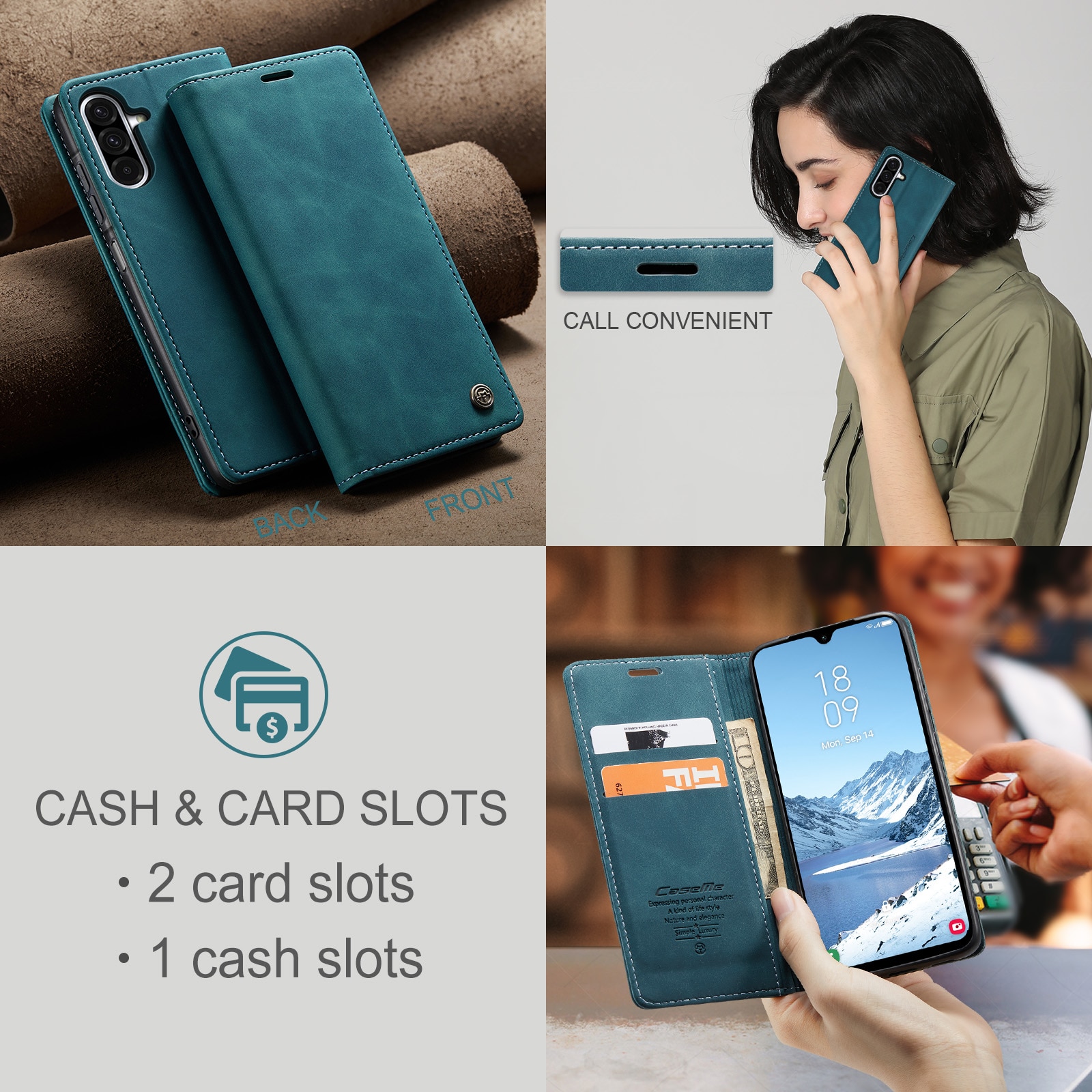 Slim Lompakkokotelo Samsung Galaxy A17 Sininen